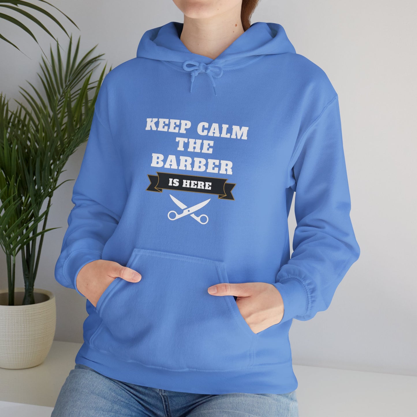 Barber/ Keep Calm The Barber Is Here Unisex Heavy Blend™ Hooded Sweatshirt