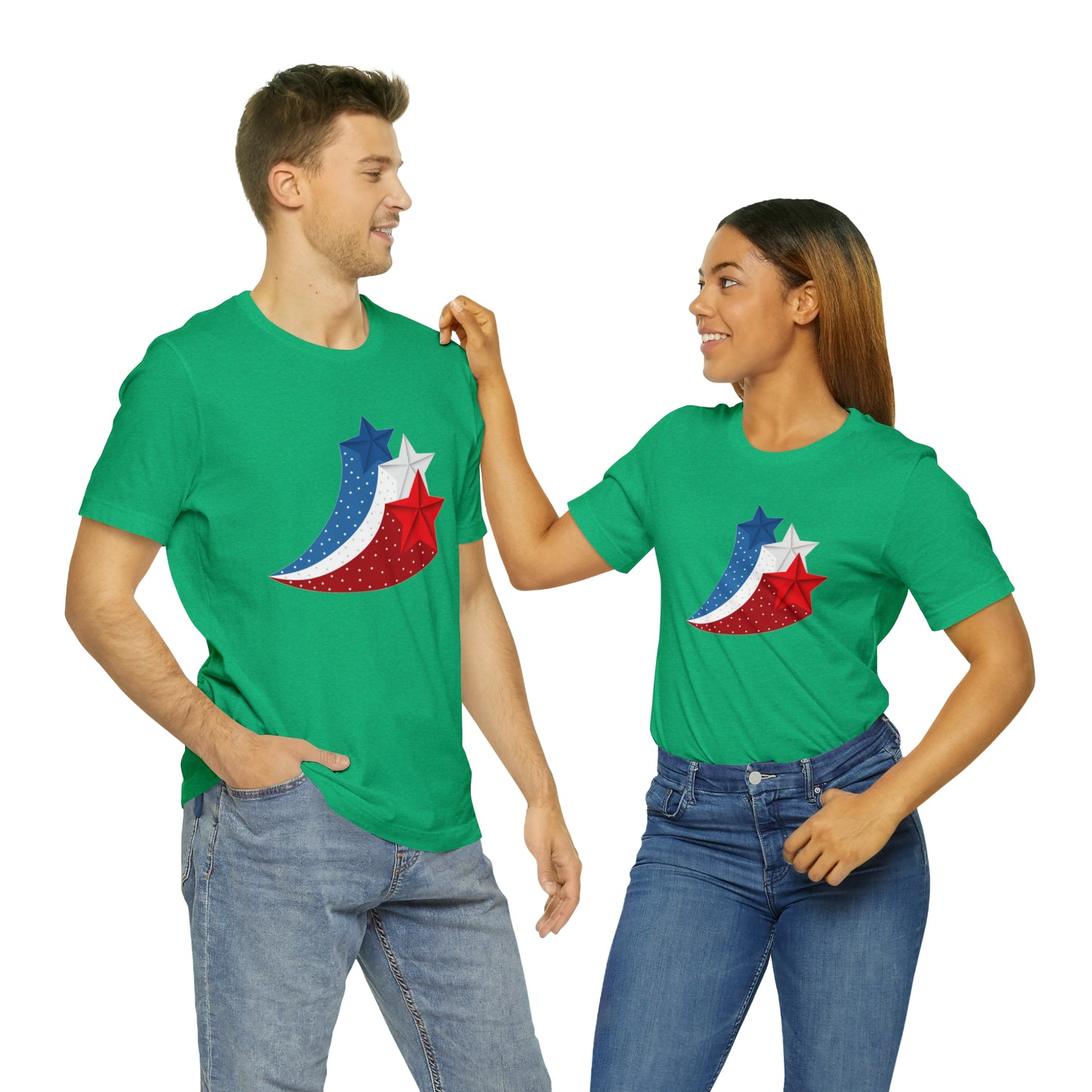 Red White Blue Stars Unisex Jersey Short Sleeve Tee