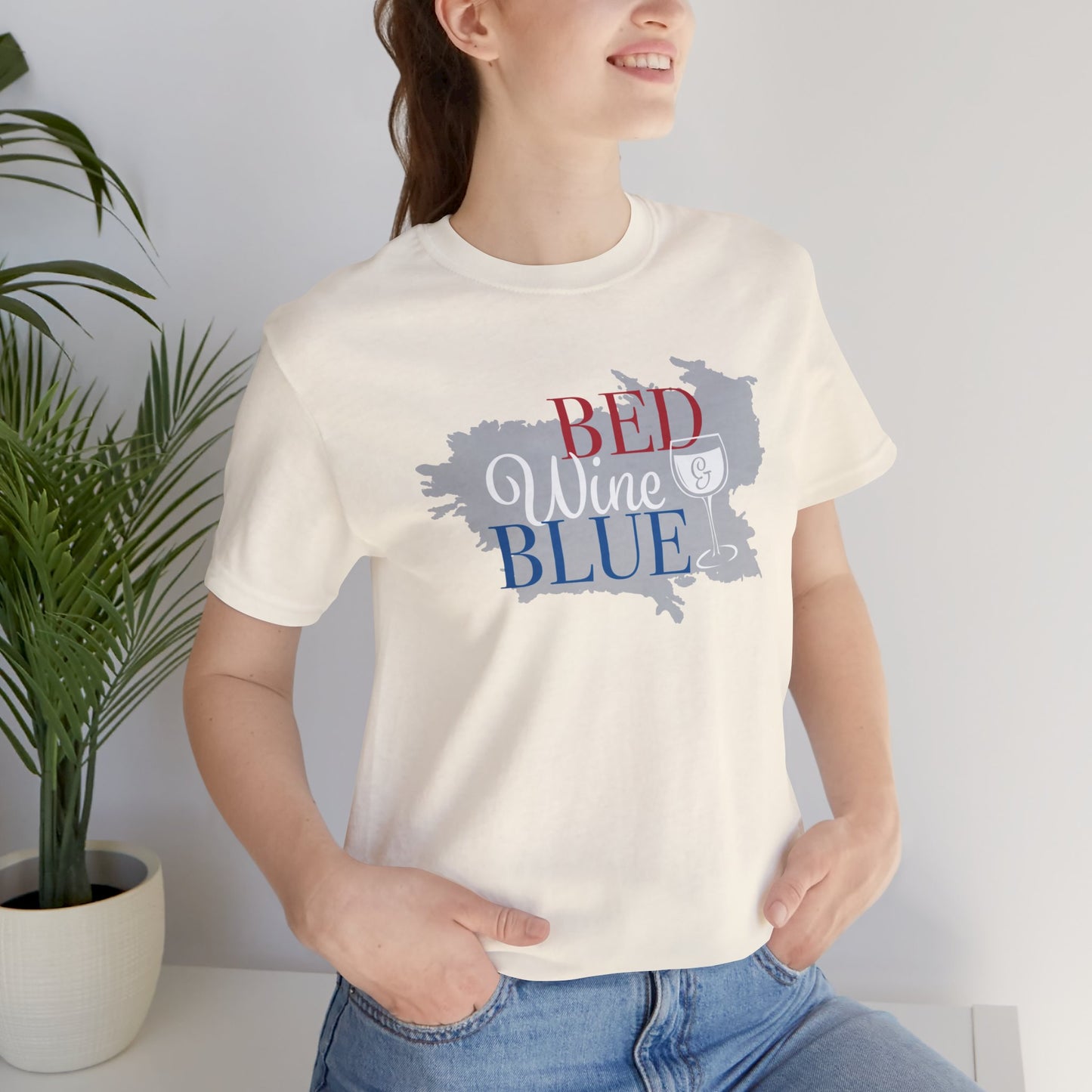 Bed Wine & Blue Unisex Jersey Short Sleeve Tee