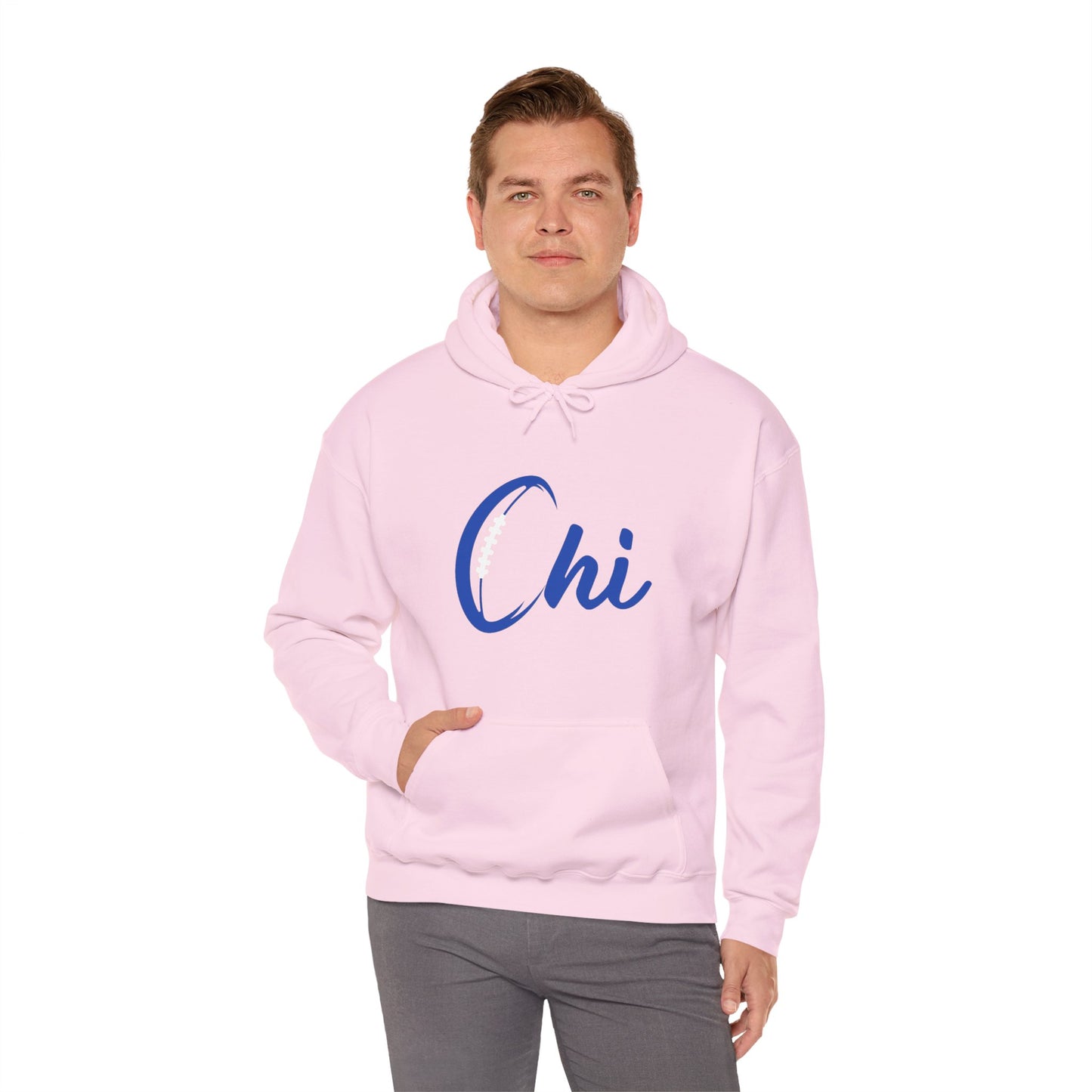 Chi Football/ Blue Unisex Heavy Blend™ Hooded Sweatshirt