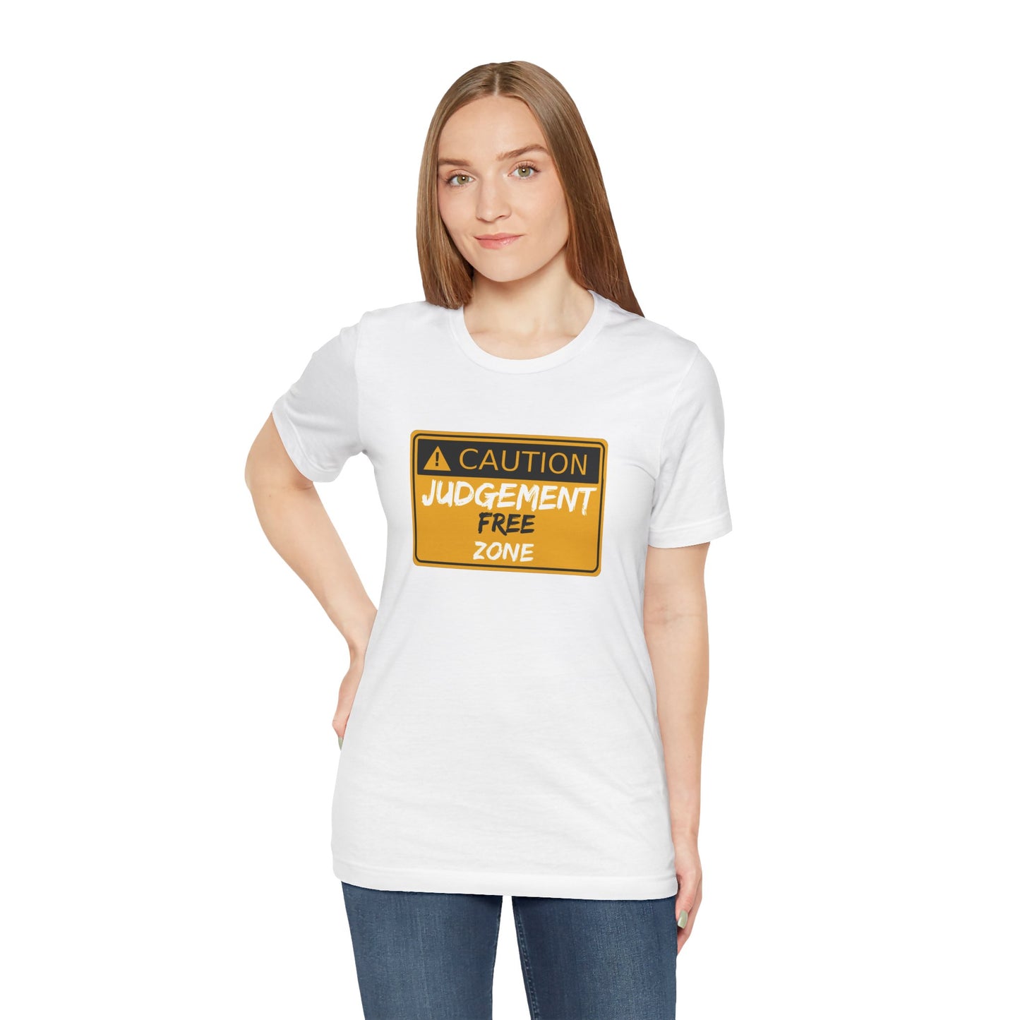 Caution Judgement Free Zone Unisex Jersey Short Sleeve Tee