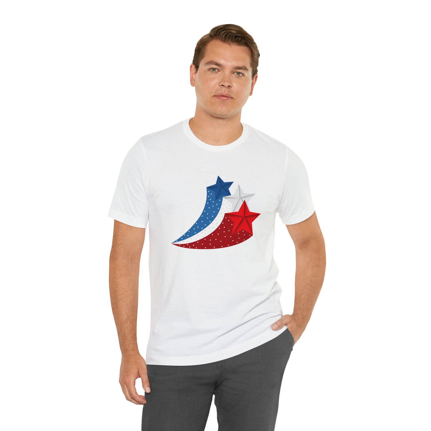 Red White Blue Stars Unisex Jersey Short Sleeve Tee