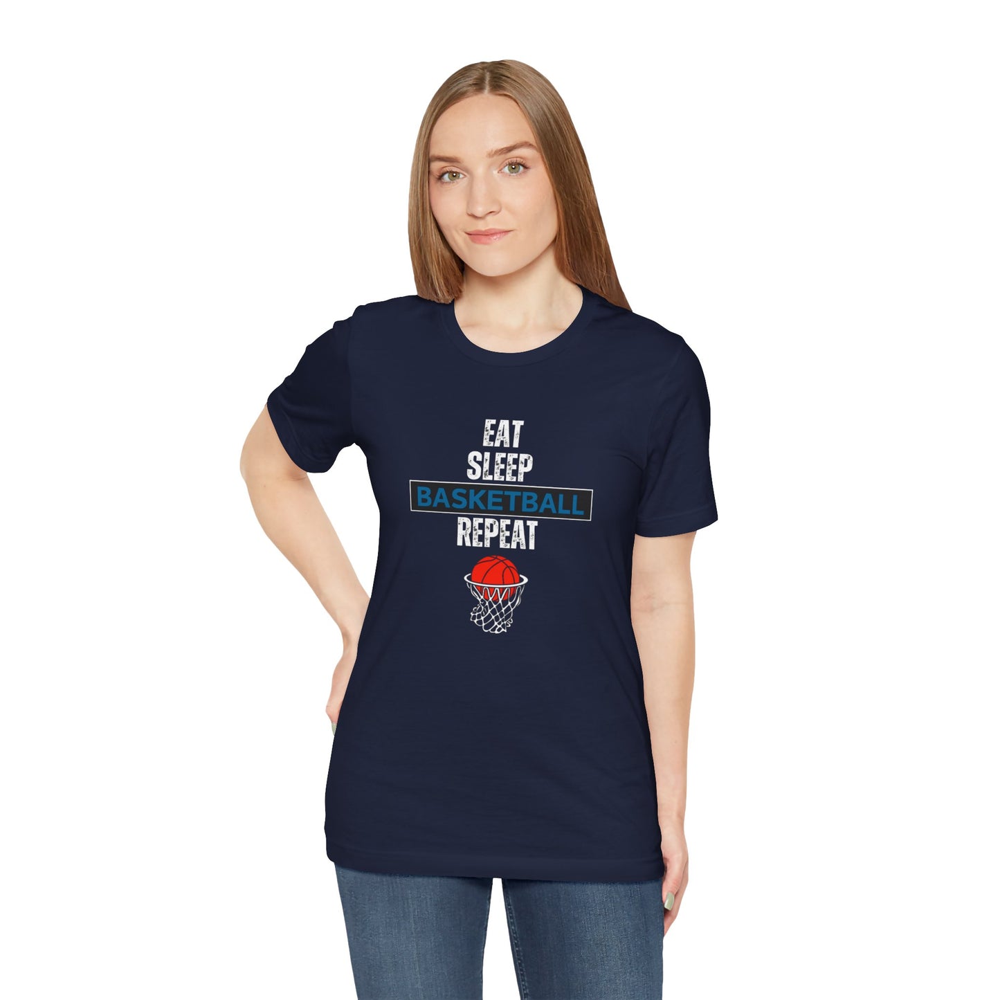 Eat, Sleep, Basketball, Repeat Unisex Jersey Short Sleeve Tee