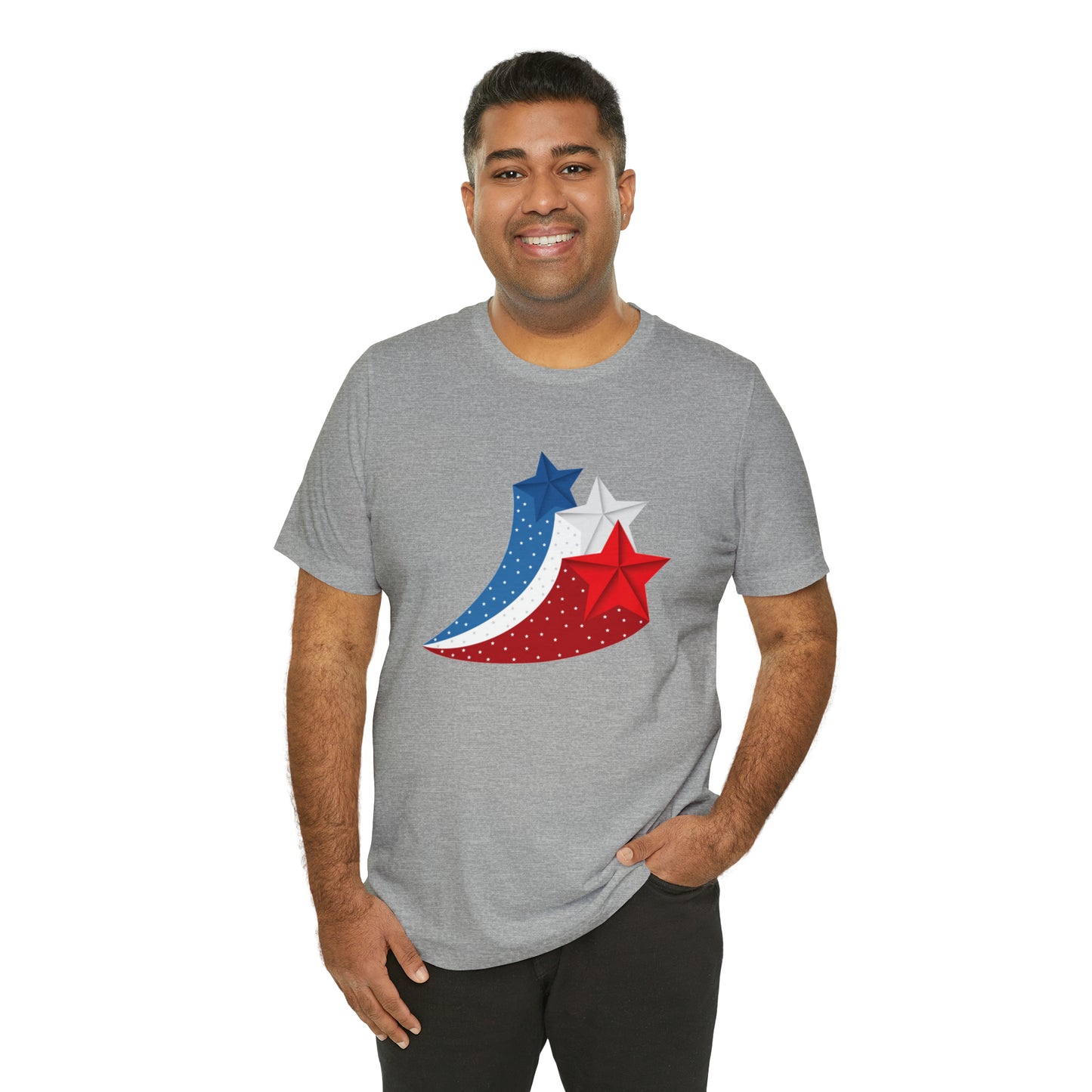 Red White Blue Stars Unisex Jersey Short Sleeve Tee