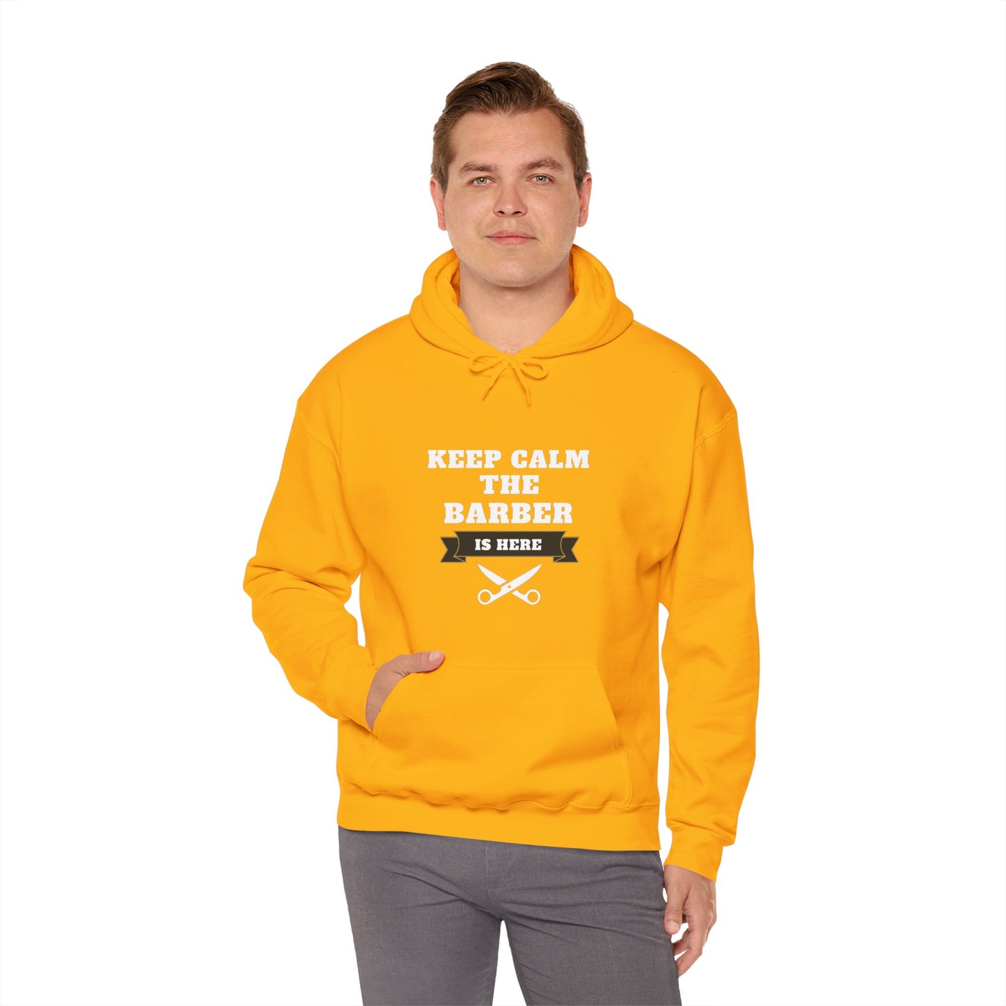 Barber/ Keep Calm The Barber Is Here Unisex Heavy Blend™ Hooded Sweatshirt