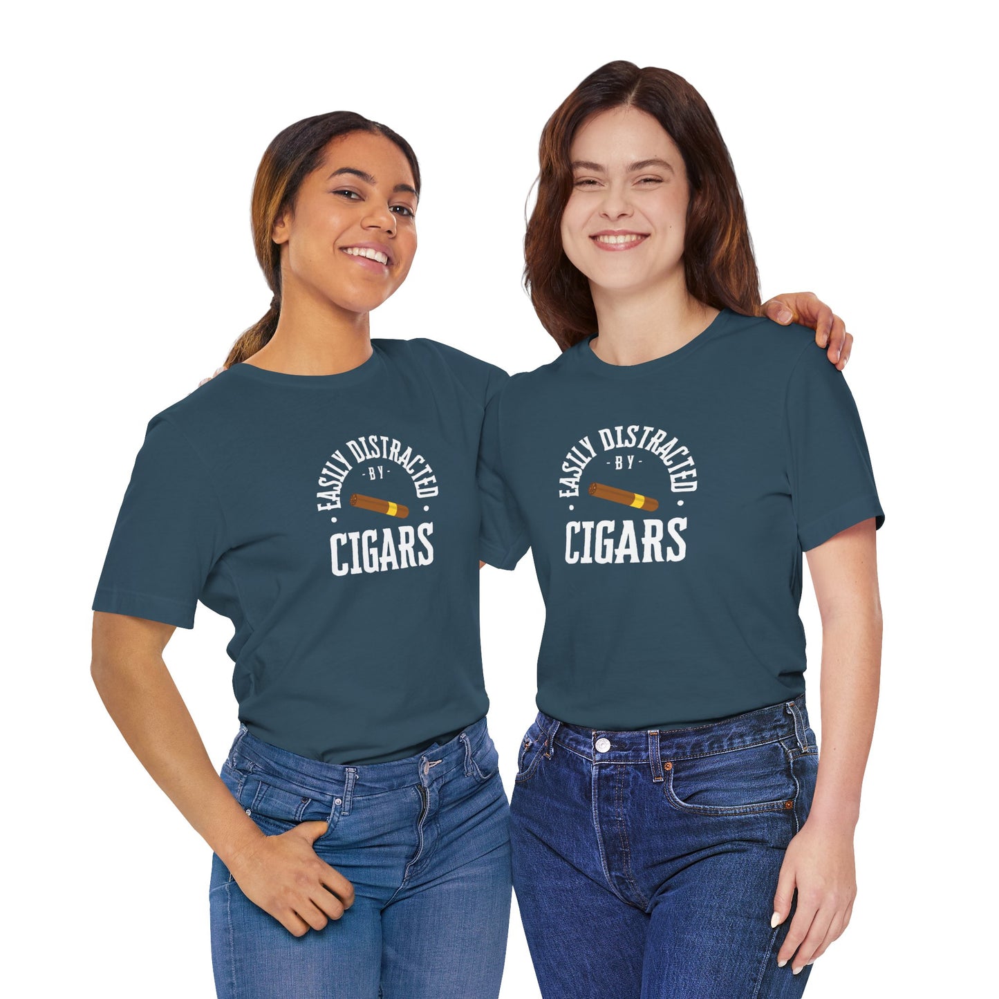 Cigar/ Easily Distracted By Cigars Unisex Jersey Short Sleeve Tee