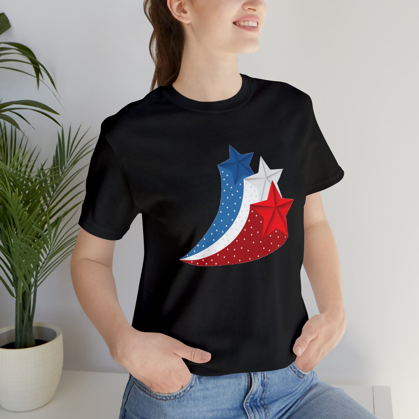 Red White Blue Stars Unisex Jersey Short Sleeve Tee