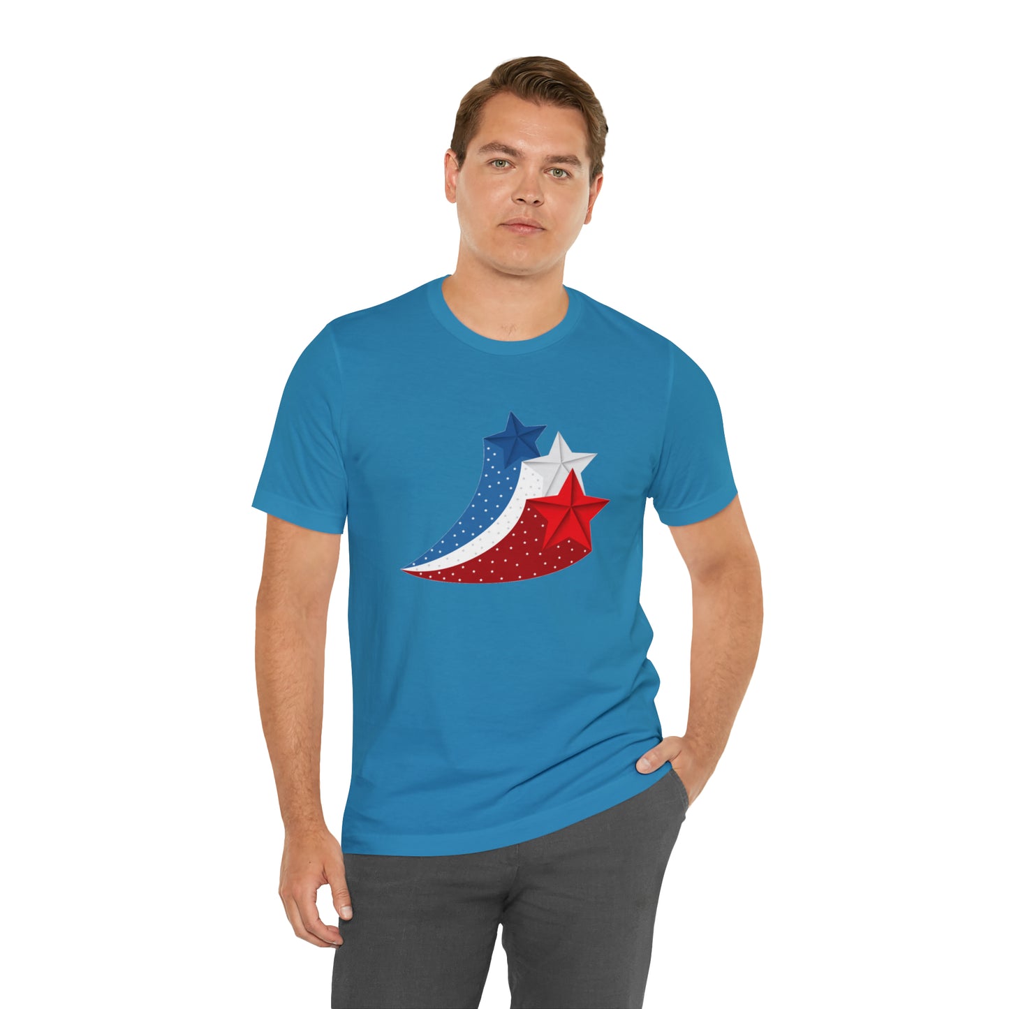 Red White Blue Stars Unisex Jersey Short Sleeve Tee