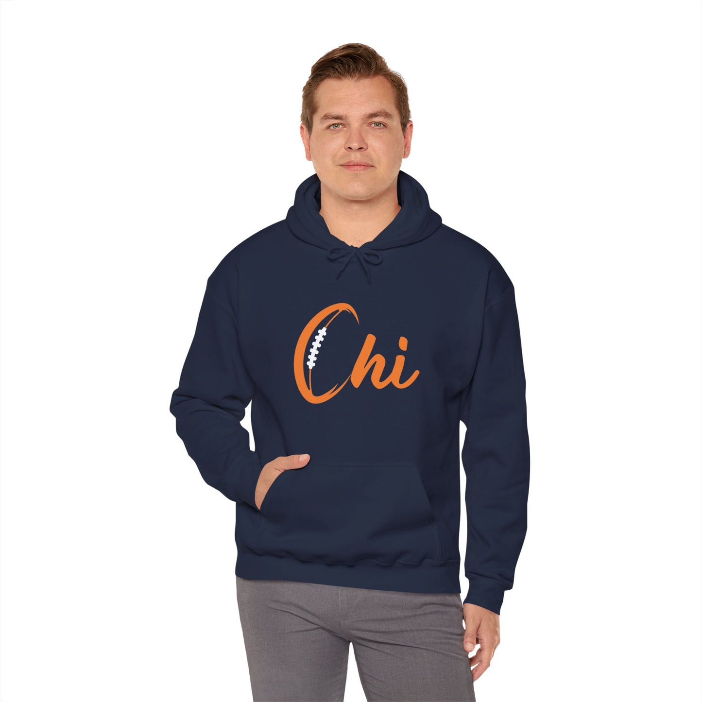 Chi Football/ Orange Unisex Heavy Blend™ Hooded Sweatshirt