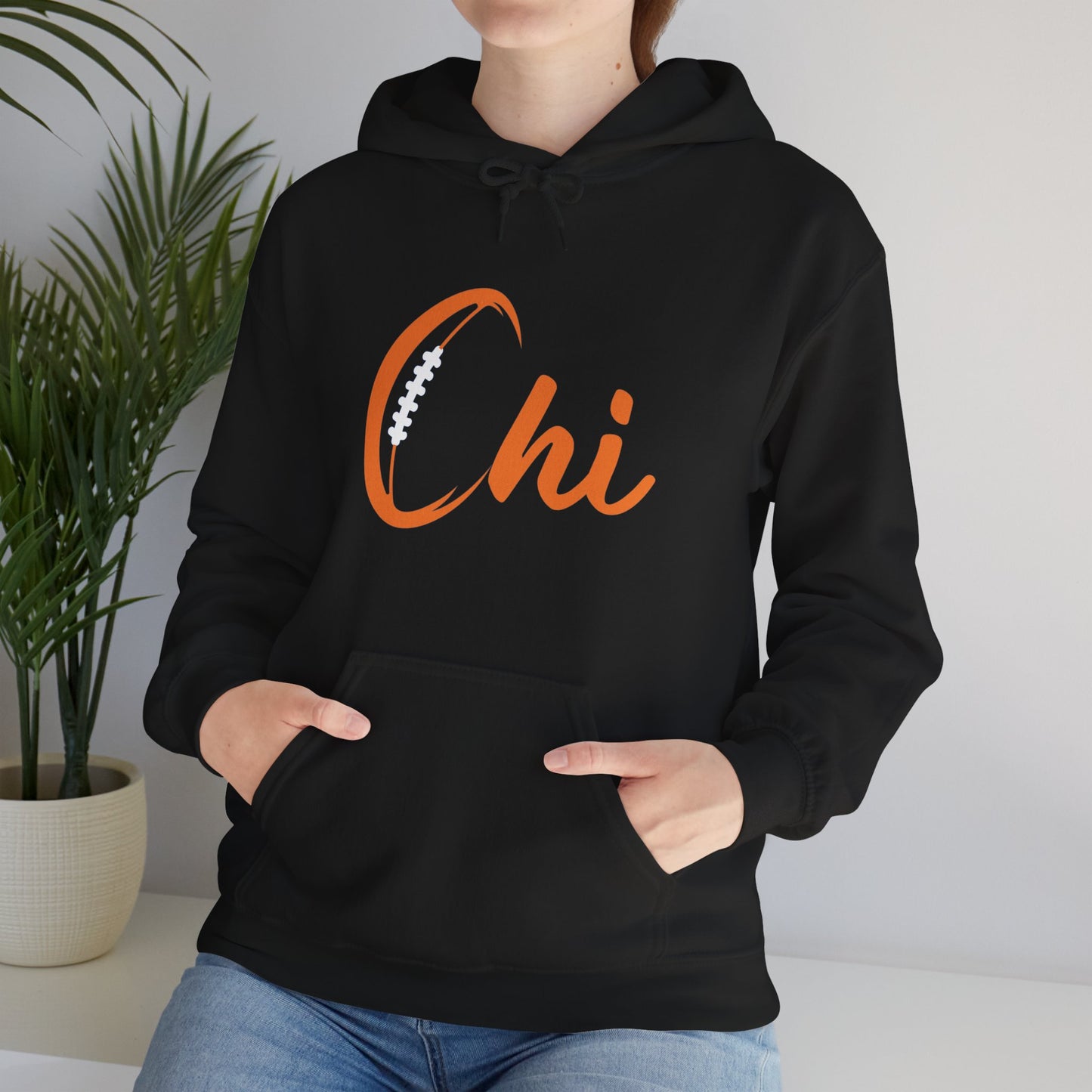 Chi Football/ Orange Unisex Heavy Blend™ Hooded Sweatshirt