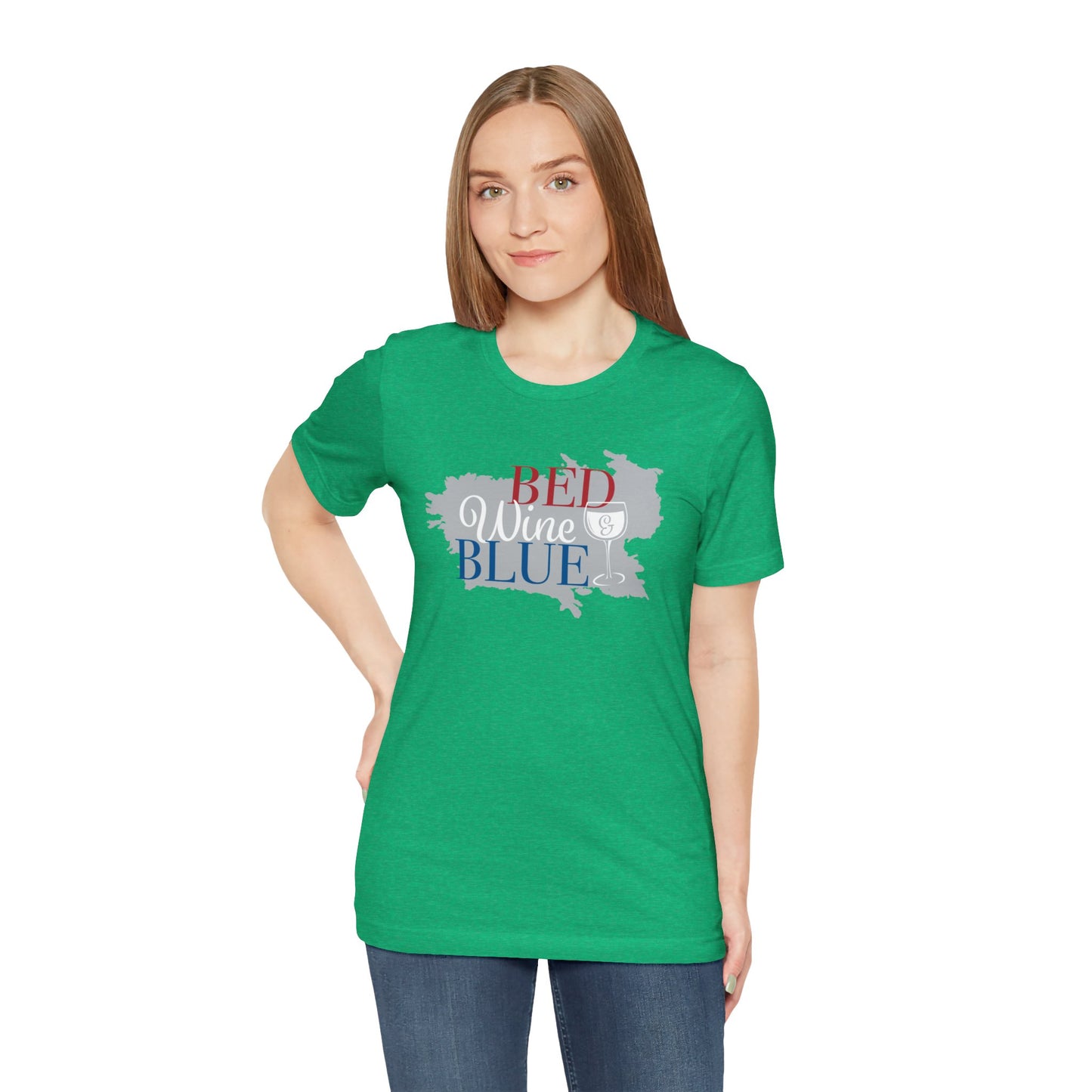 Bed Wine & Blue Unisex Jersey Short Sleeve Tee