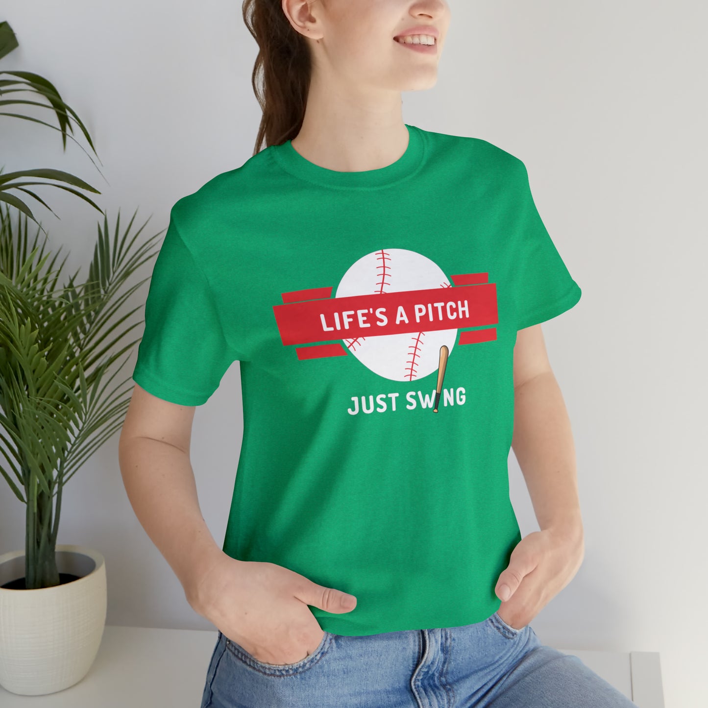 Life's A Pitch Just Swing Unisex Jersey Short Sleeve Tee