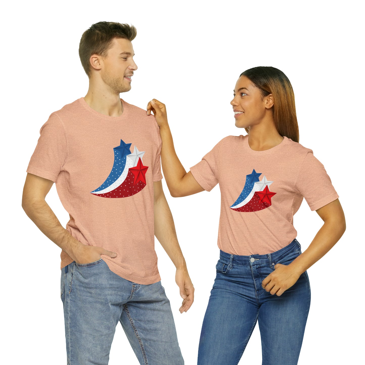 Red White Blue Stars Unisex Jersey Short Sleeve Tee