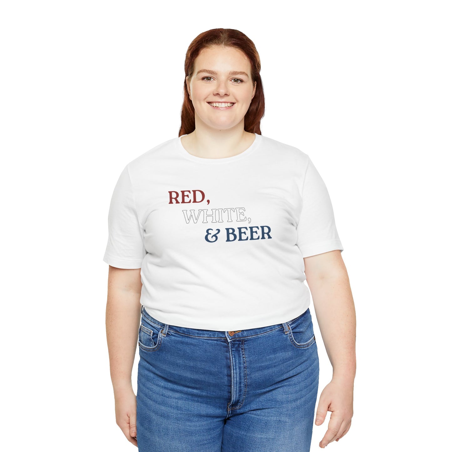 Red, White, & Beer Unisex Jersey Short Sleeve Tee