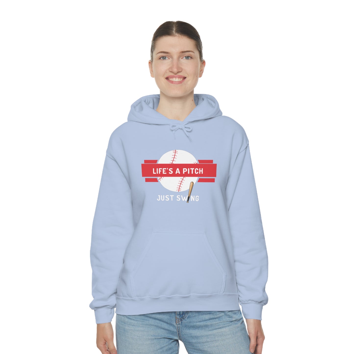 Life’s a Pitch Just Swing Unisex Heavy Blend™ Hooded Sweatshirt