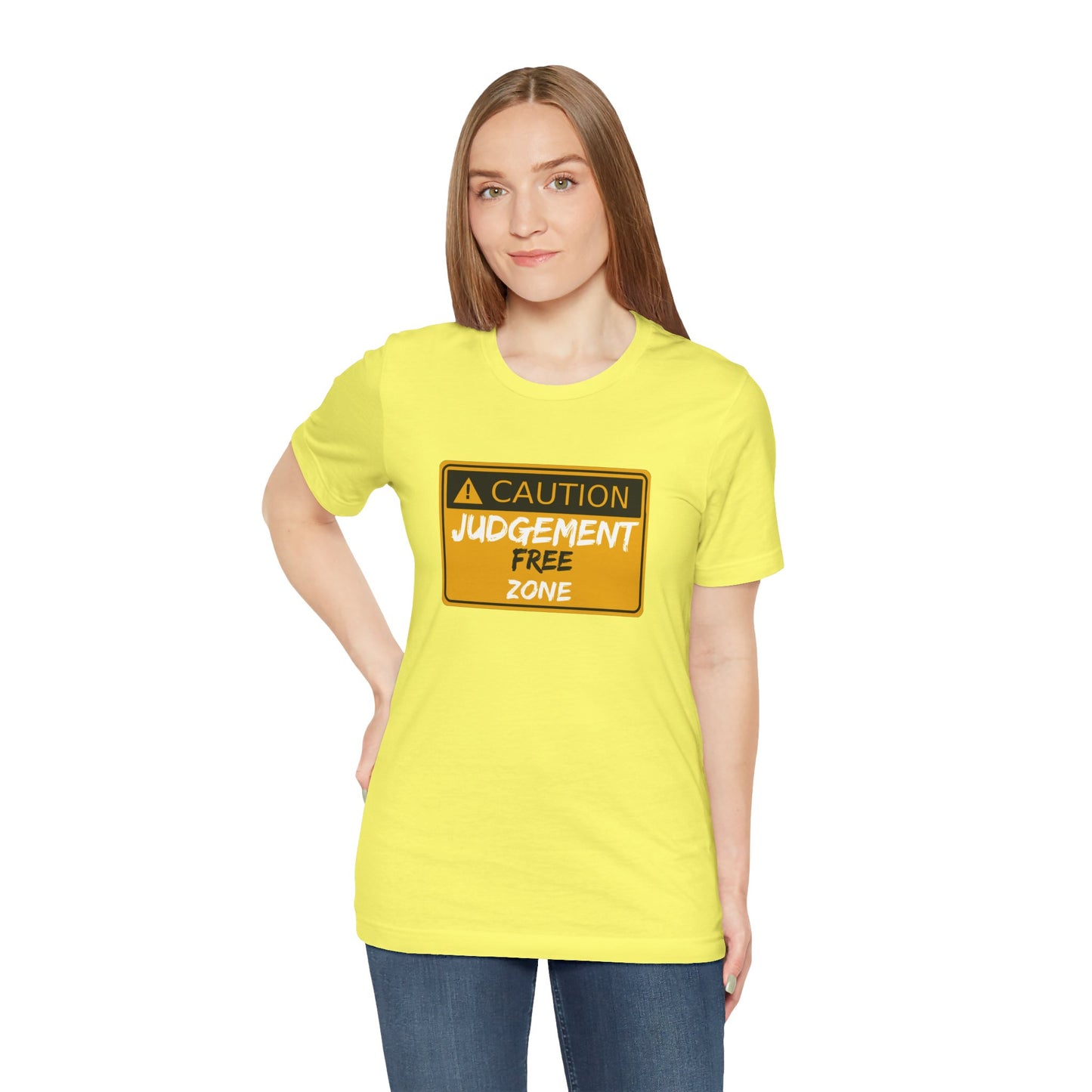 Caution Judgement Free Zone Unisex Jersey Short Sleeve Tee