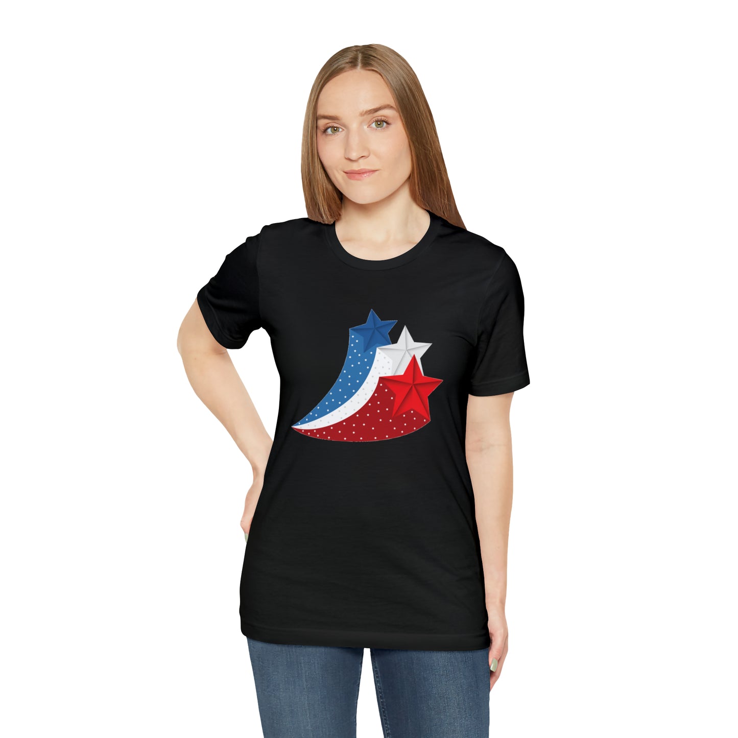 Red White Blue Stars Unisex Jersey Short Sleeve Tee