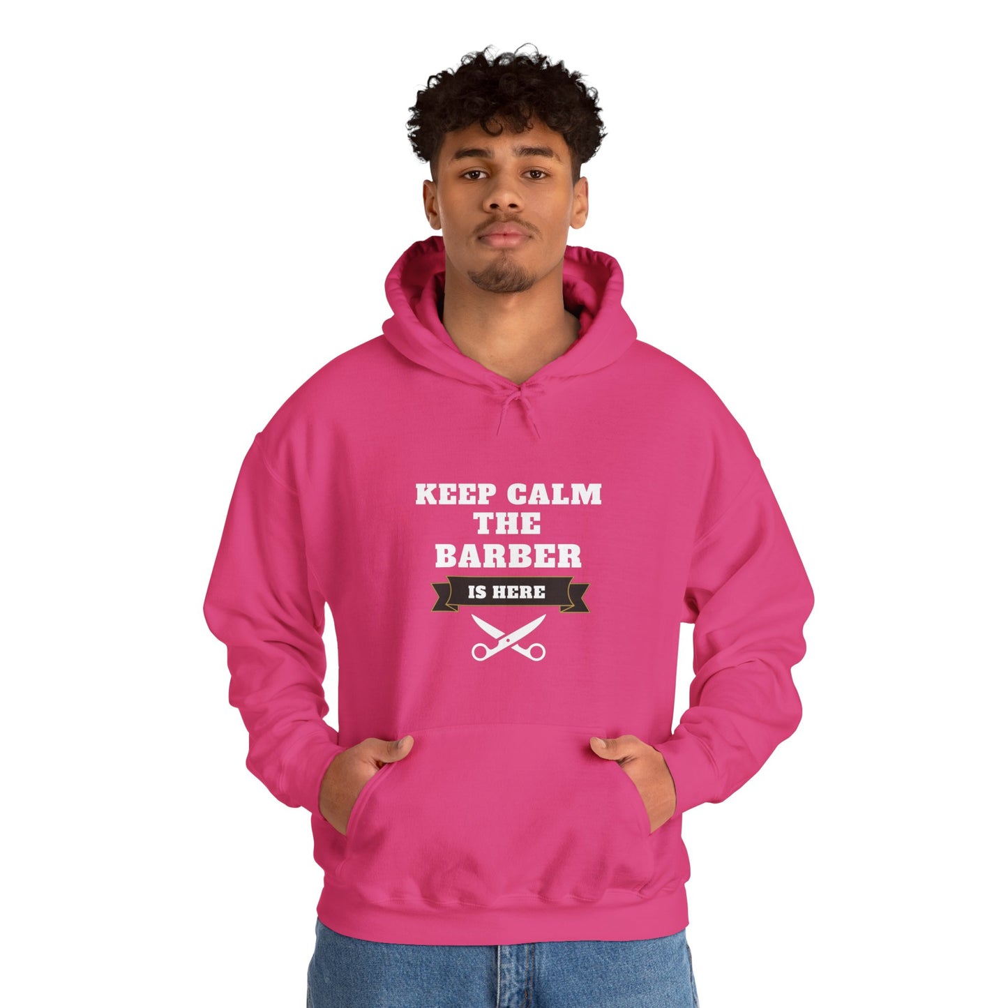 Barber/ Keep Calm The Barber Is Here Unisex Heavy Blend™ Hooded Sweatshirt