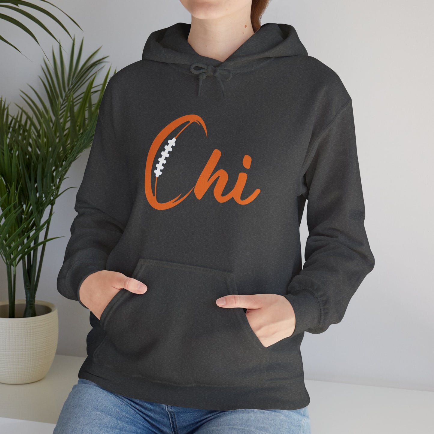 Chi Football/ Orange Unisex Heavy Blend™ Hooded Sweatshirt