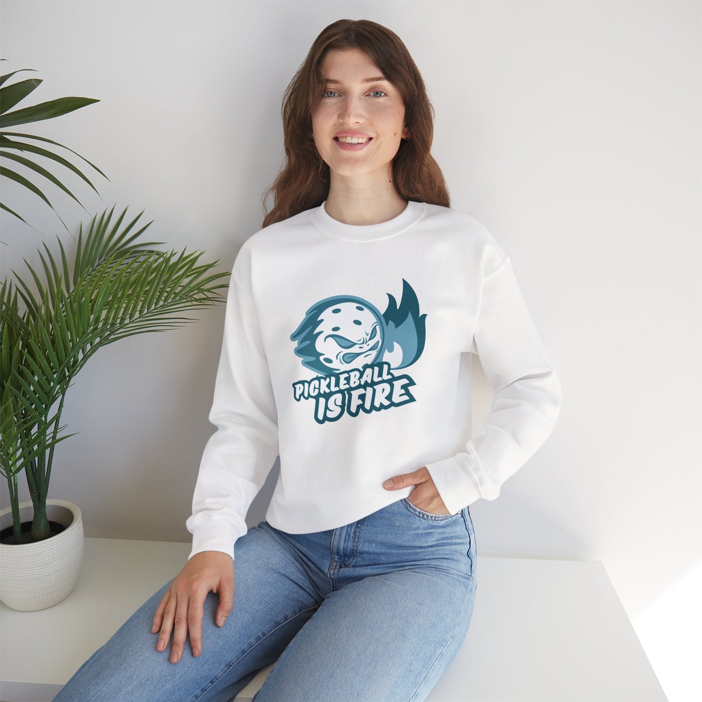 Pickleball is Fire Unisex Heavy Blend™ Crewneck Sweatshirt