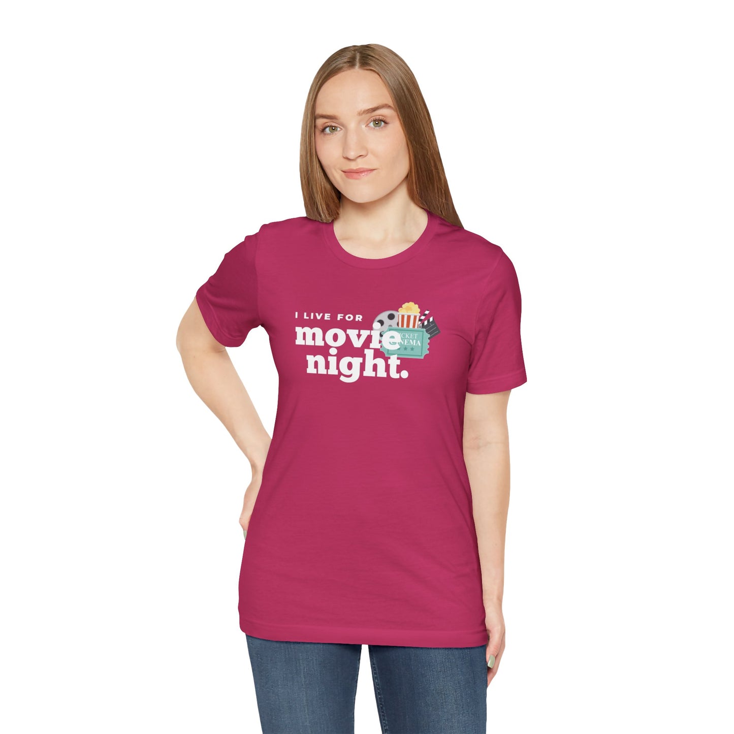 I Live For Movie Night Unisex Jersey Short Sleeve Tee