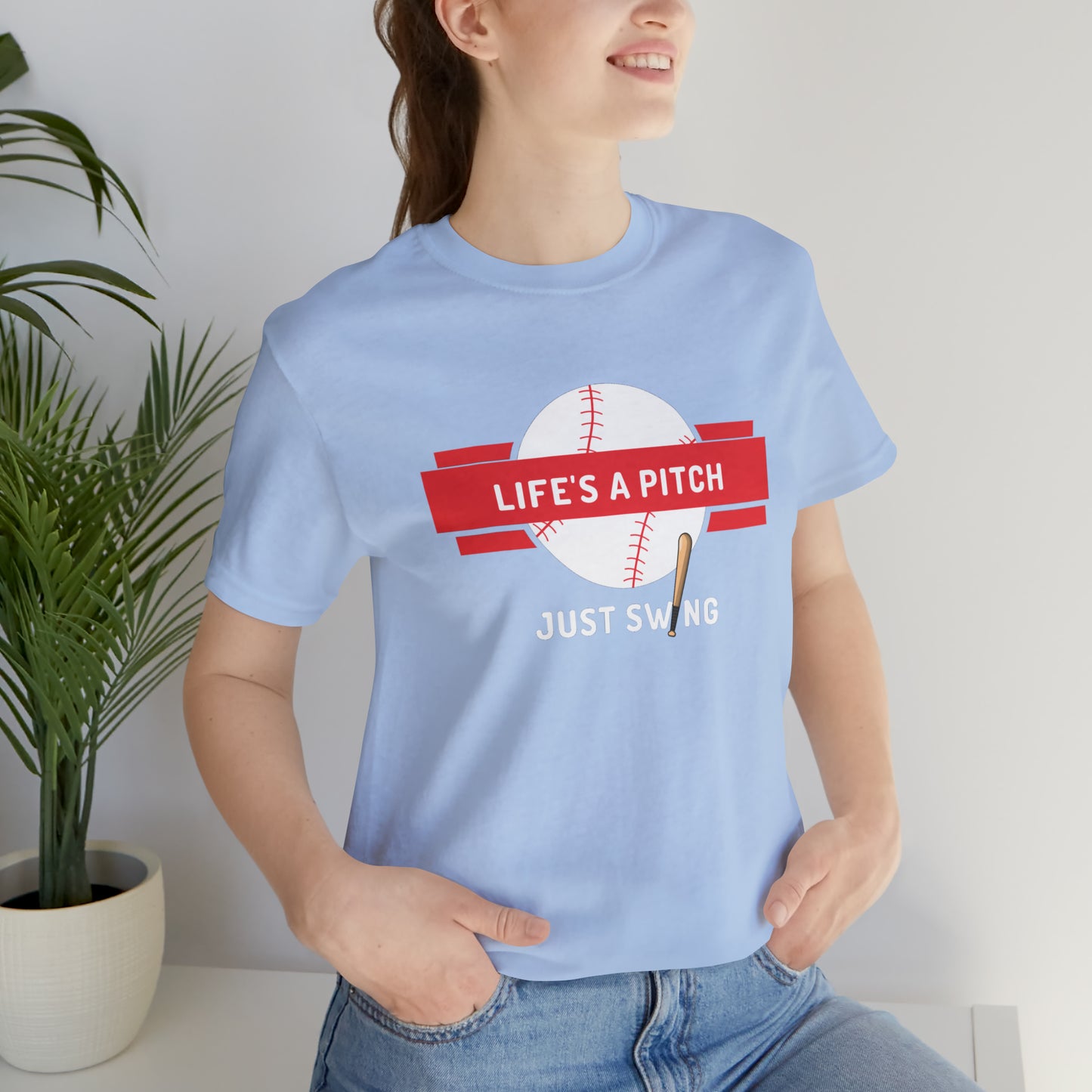 Life's A Pitch Just Swing Unisex Jersey Short Sleeve Tee