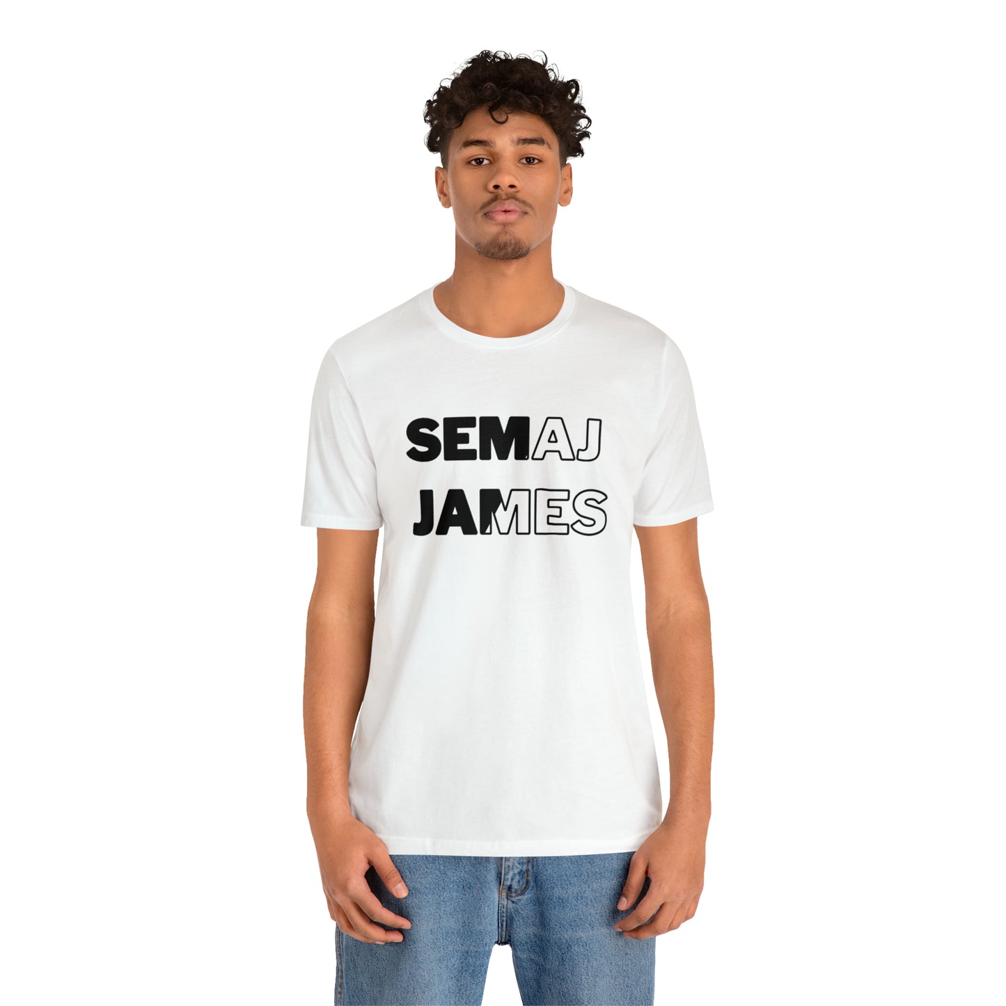 Semaj James Black & White Unisex Jersey Short Sleeve Tee