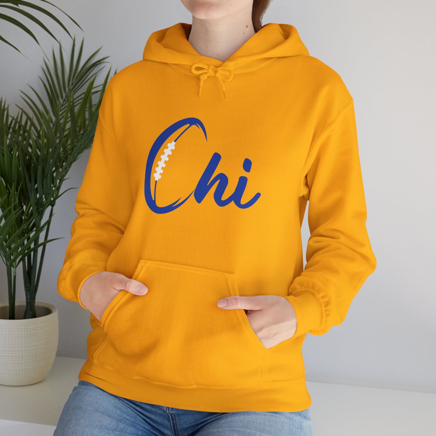 Chi Football/ Blue Unisex Heavy Blend™ Hooded Sweatshirt