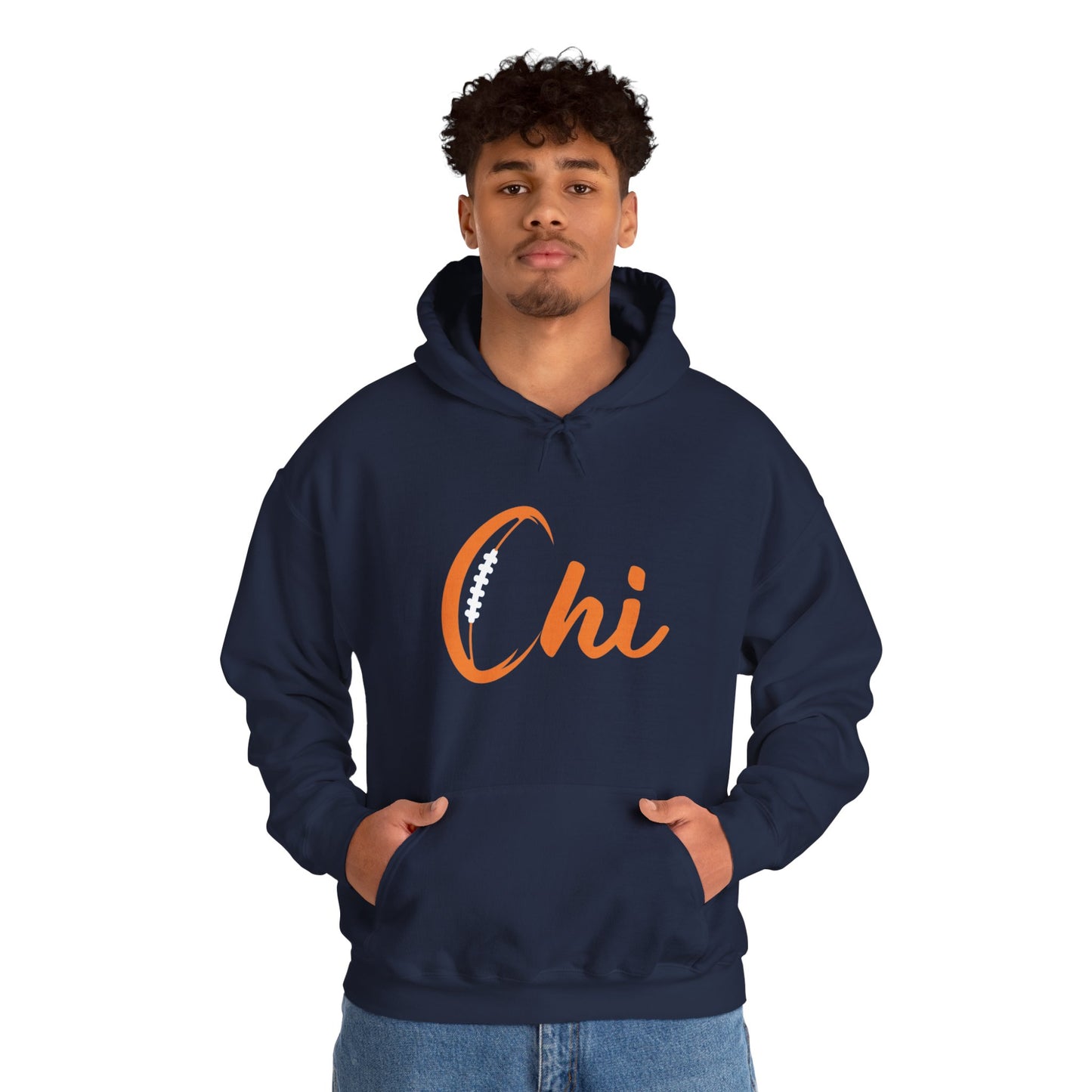 Chi Football/ Orange Unisex Heavy Blend™ Hooded Sweatshirt