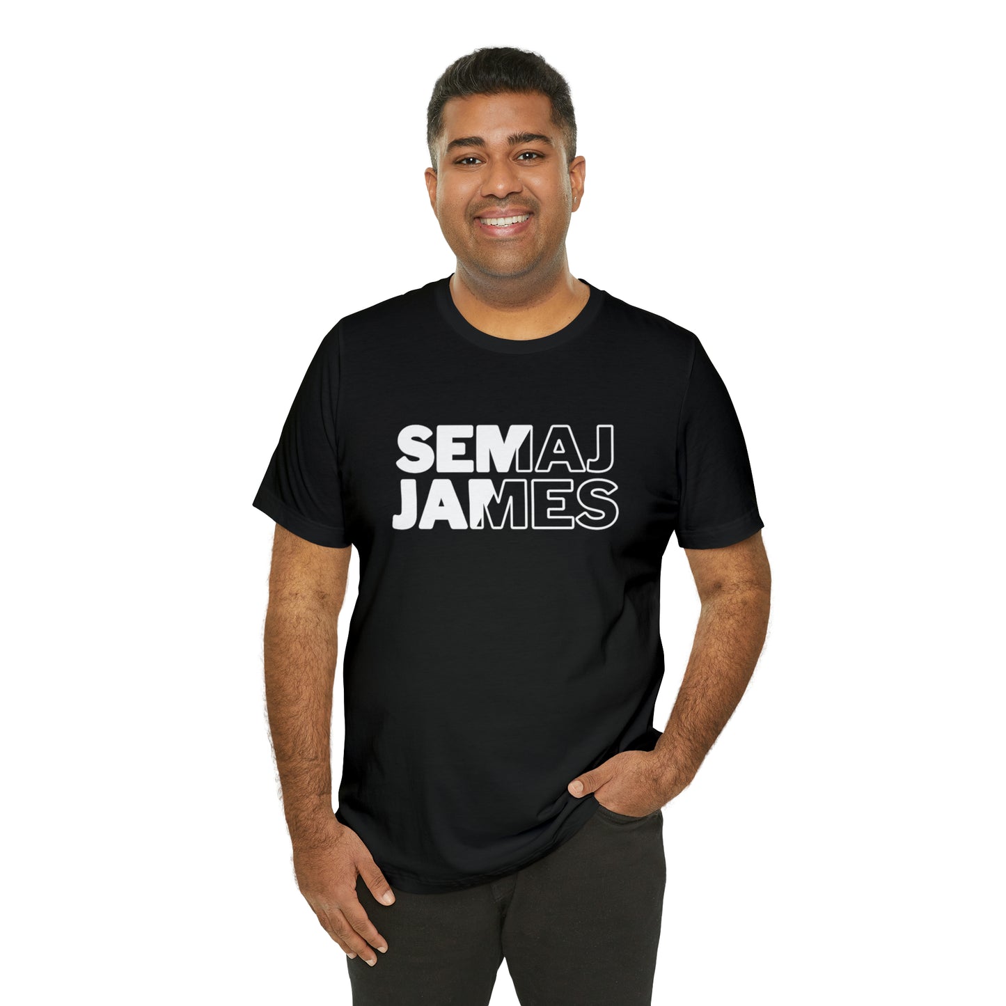 Semaj James Black & White Unisex Jersey Short Sleeve Tee