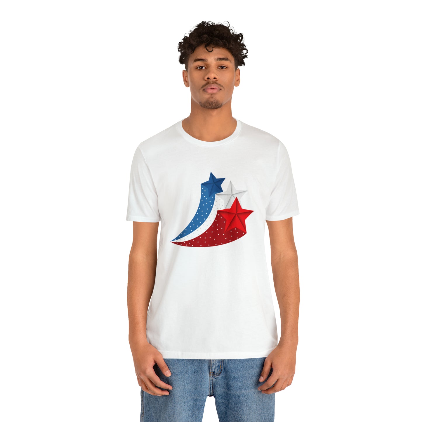 Red White Blue Stars Unisex Jersey Short Sleeve Tee