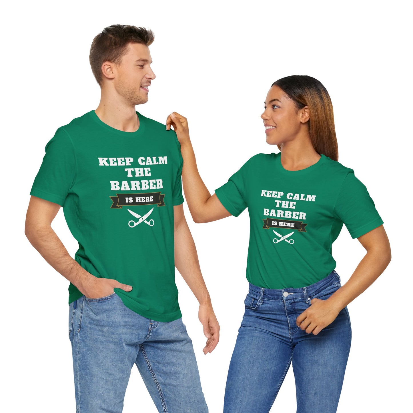 Barber/ Keep Calm The Barber Is Here Unisex Jersey Short Sleeve Tee