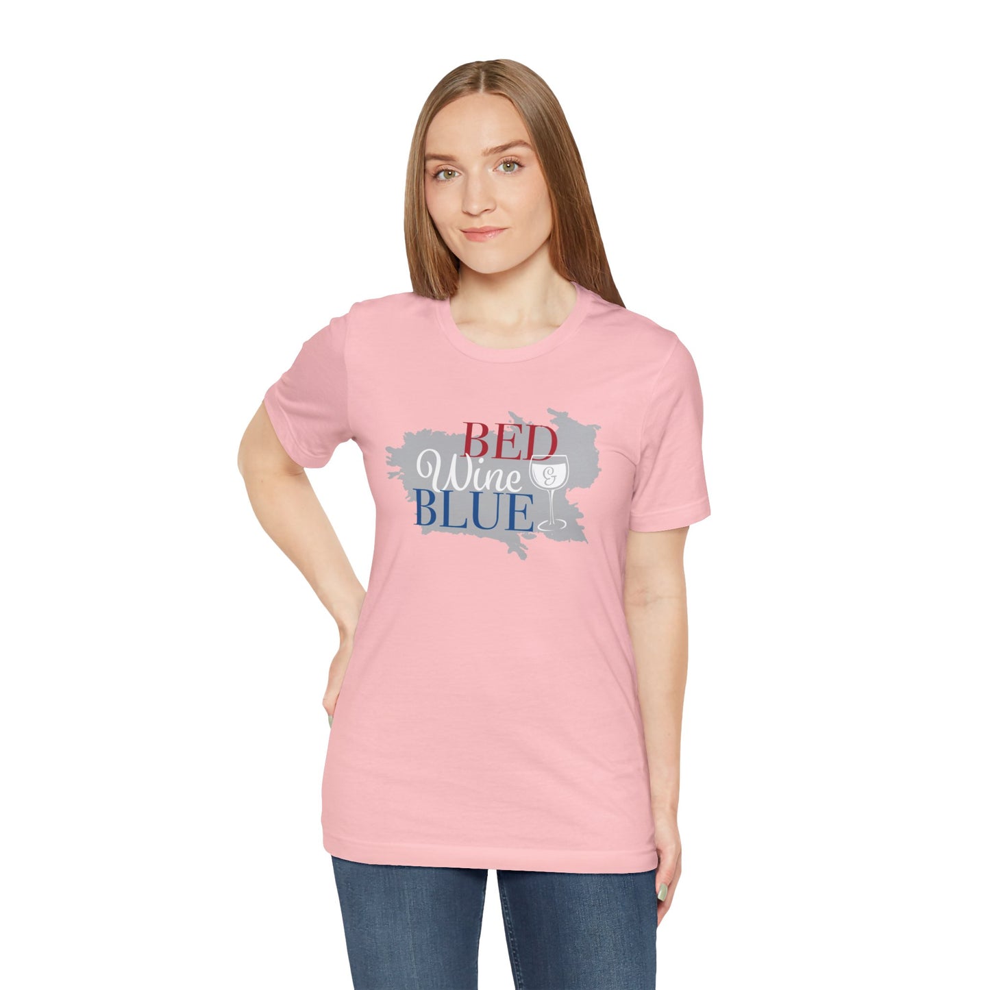 Bed Wine & Blue Unisex Jersey Short Sleeve Tee