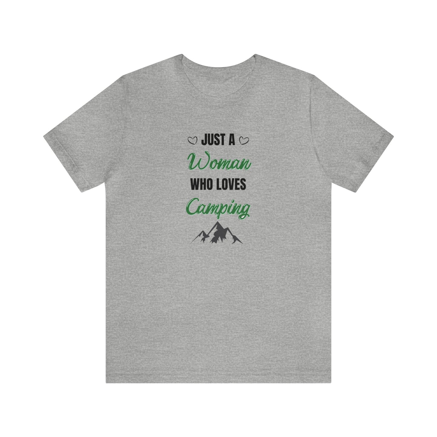 Just a Woman Who Loves Camping Unisex Jersey Short Sleeve Tee