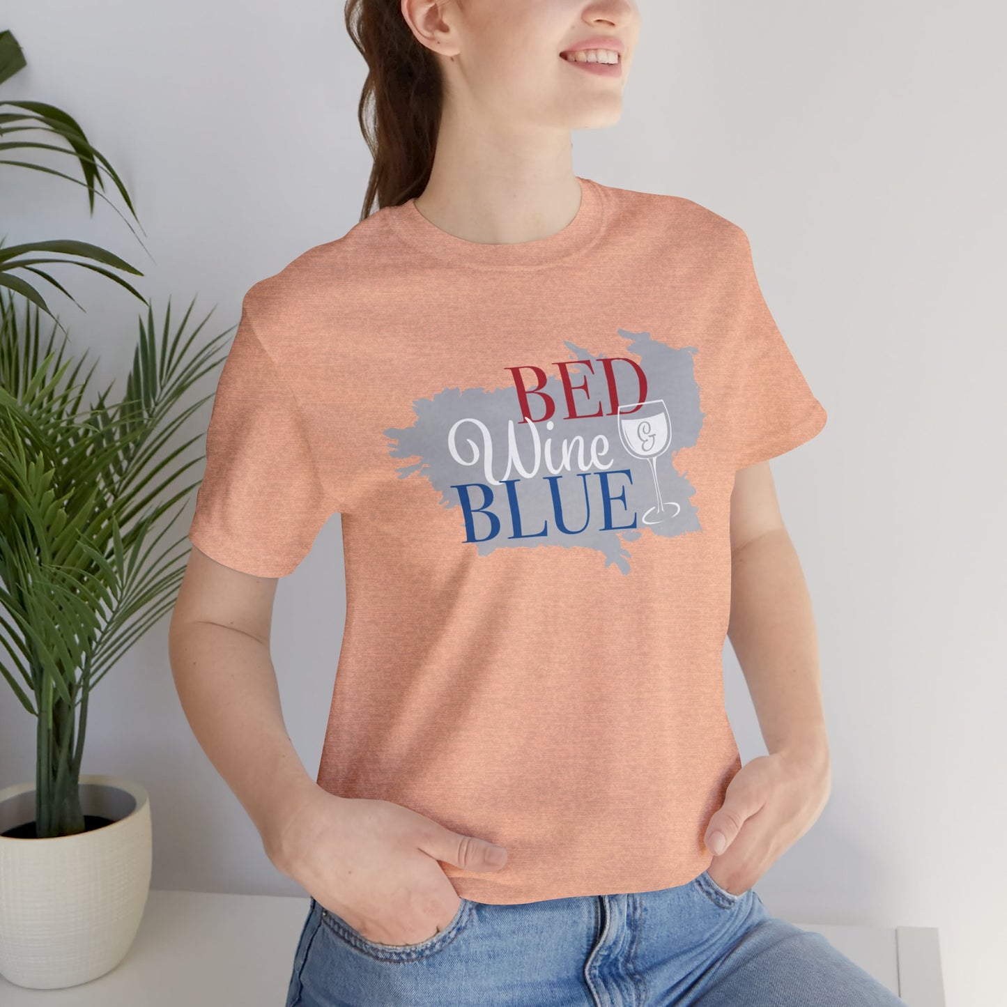 Bed Wine & Blue Unisex Jersey Short Sleeve Tee