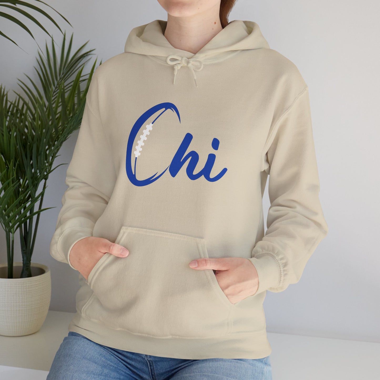 Chi Football/ Blue Unisex Heavy Blend™ Hooded Sweatshirt