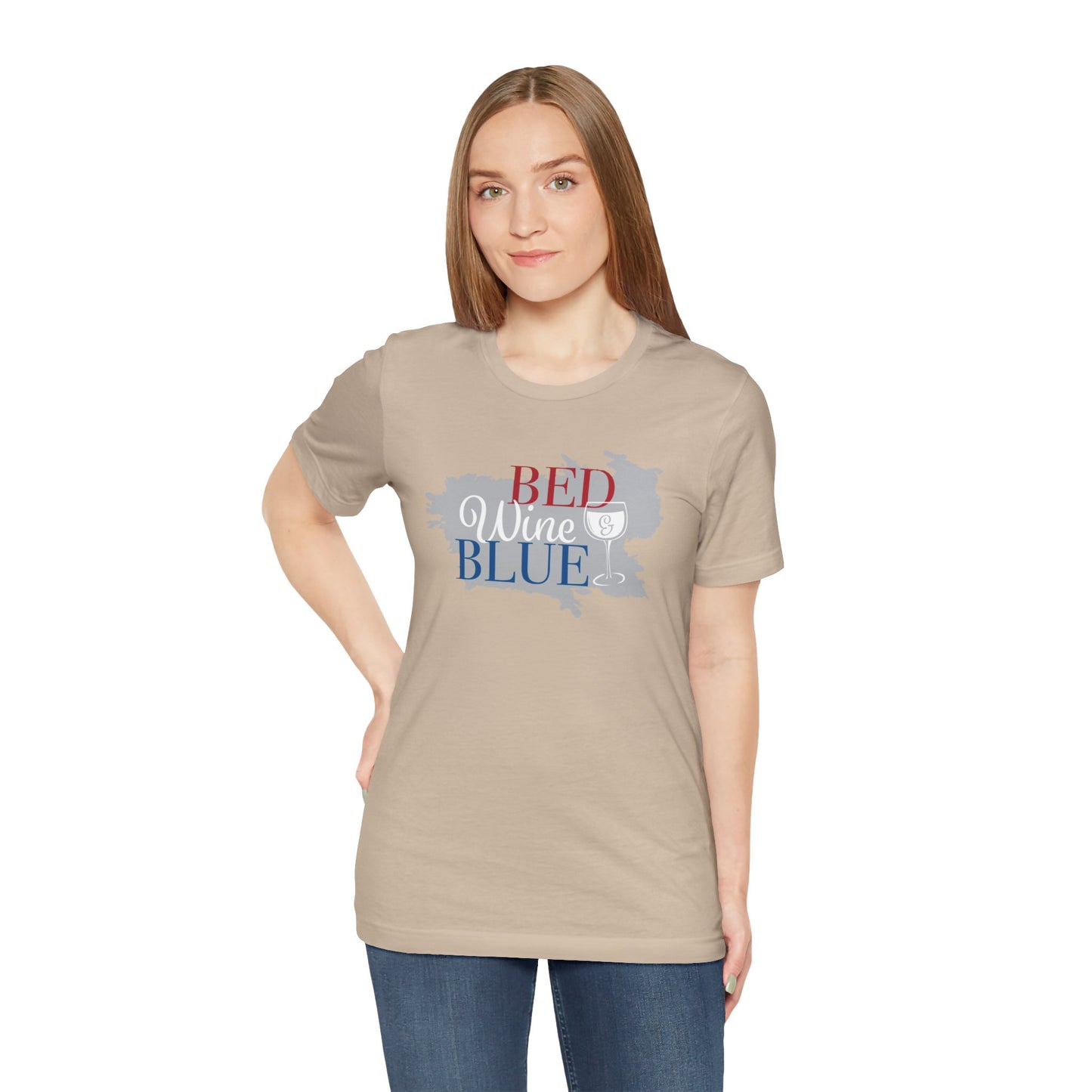 Bed Wine & Blue Unisex Jersey Short Sleeve Tee