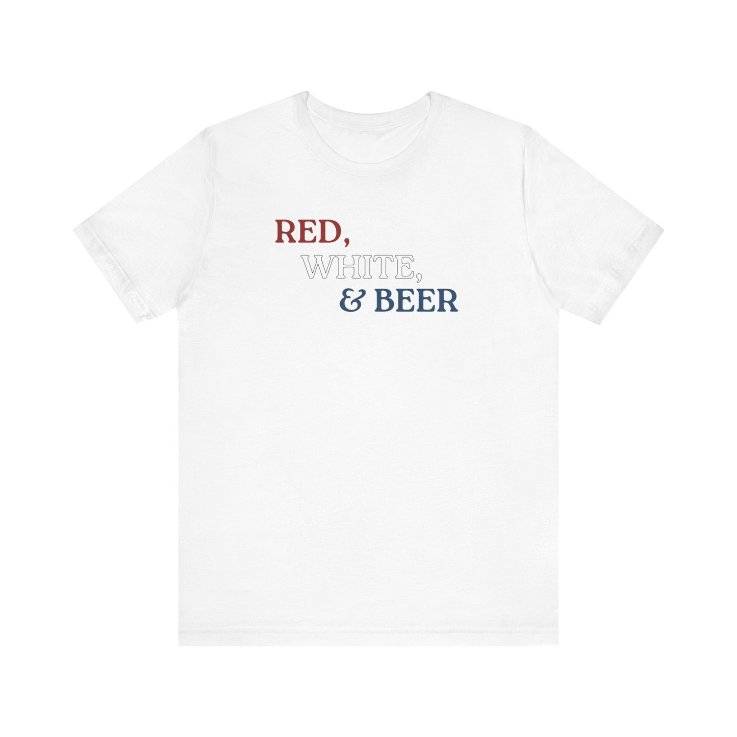 Red, White, & Beer Unisex Jersey Short Sleeve Tee