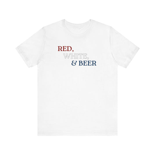 Red, White, & Beer Unisex Jersey Short Sleeve Tee