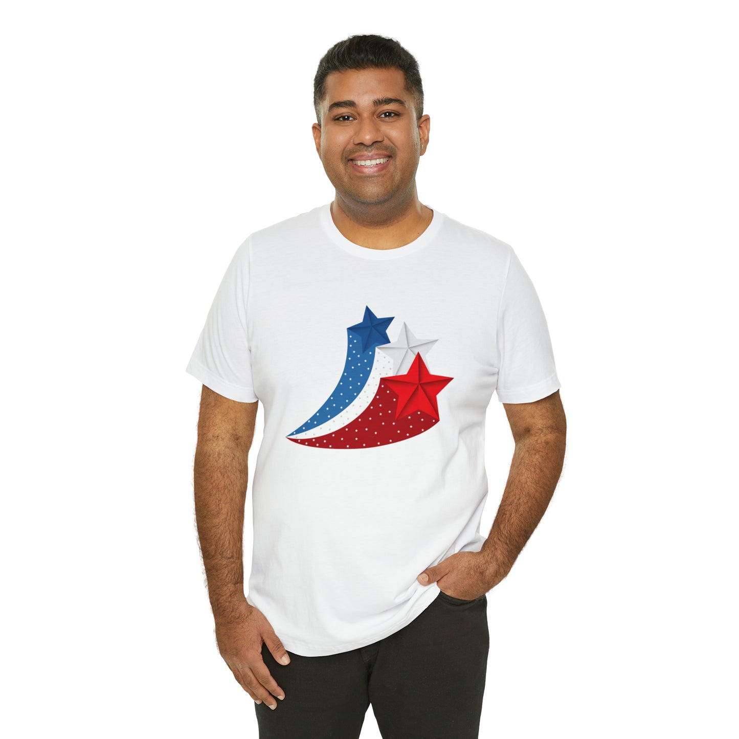 Red White Blue Stars Unisex Jersey Short Sleeve Tee