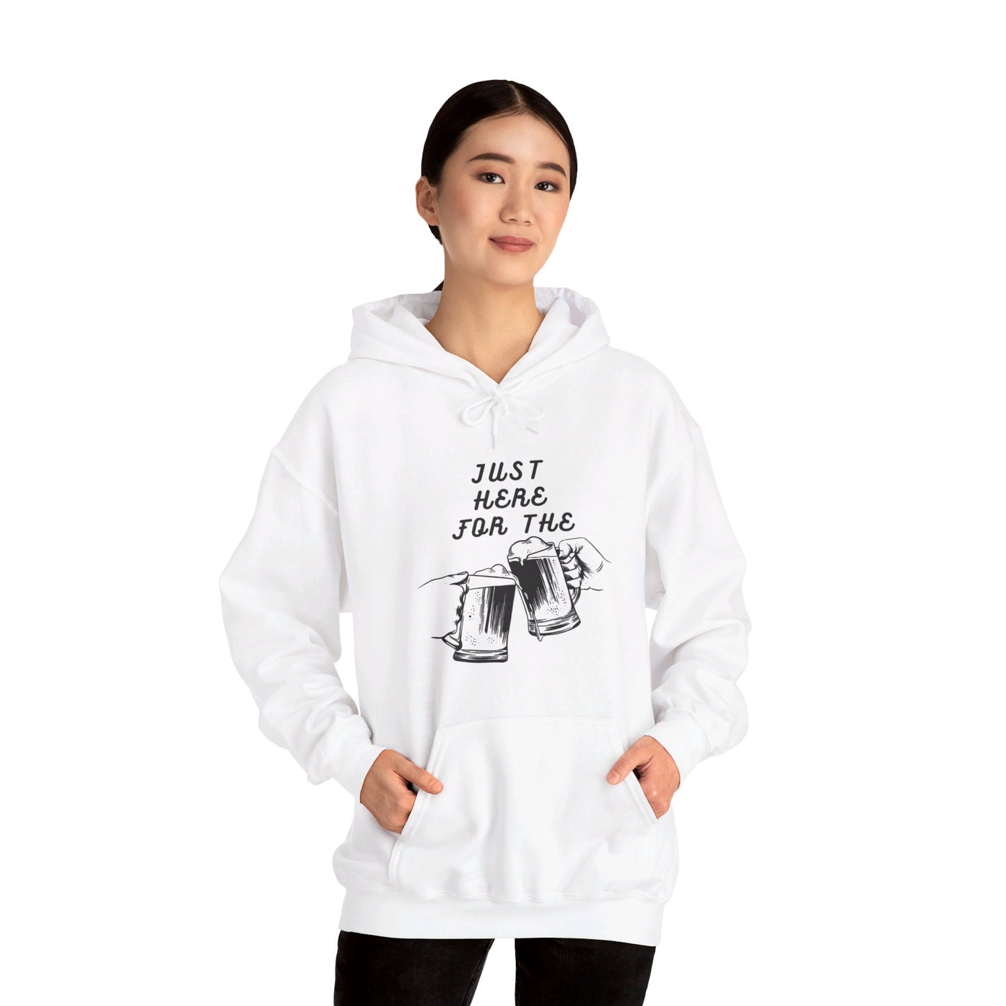 Just Here For The Beer / White Unisex Heavy Blend™ Hooded Sweatshirt