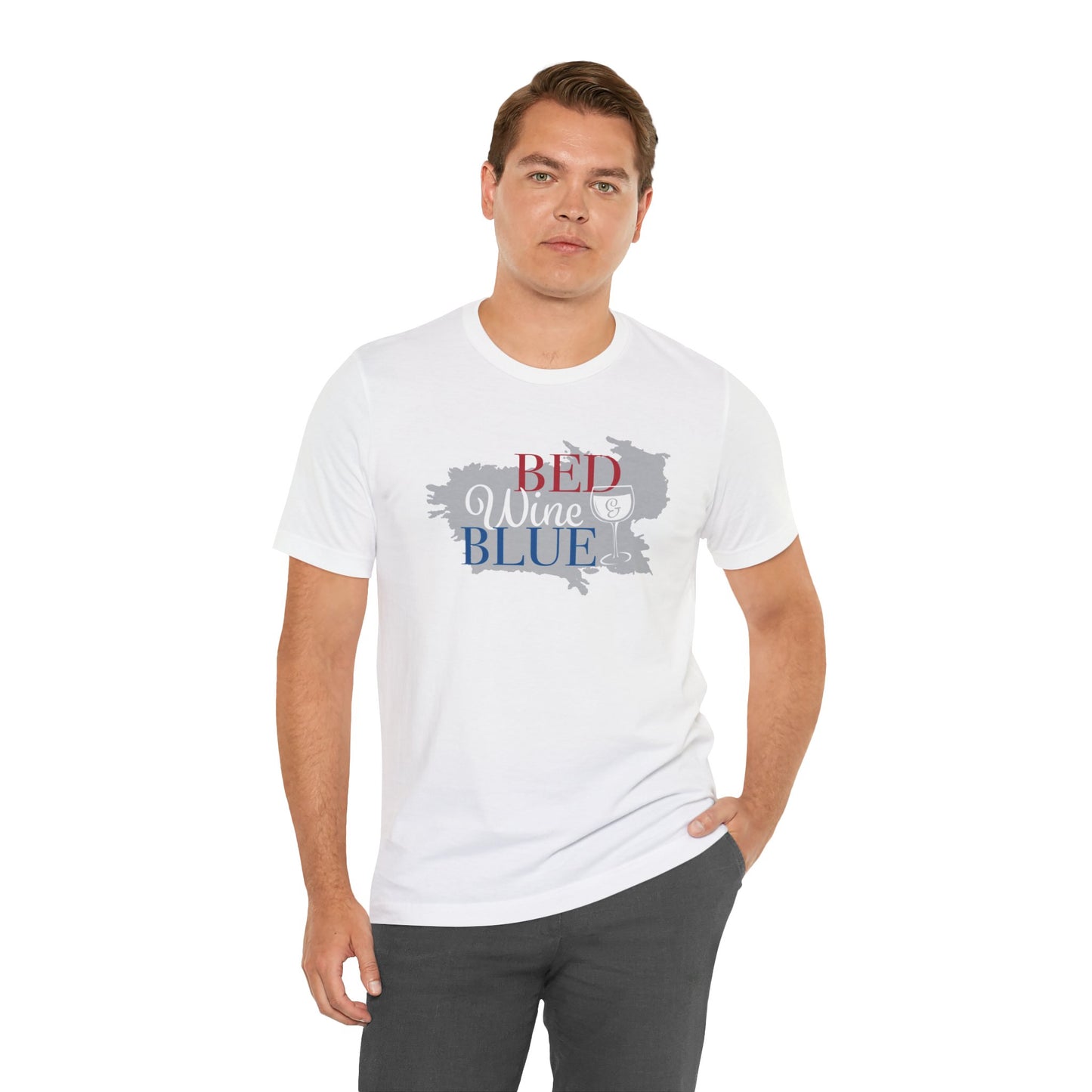 Bed Wine & Blue Unisex Jersey Short Sleeve Tee