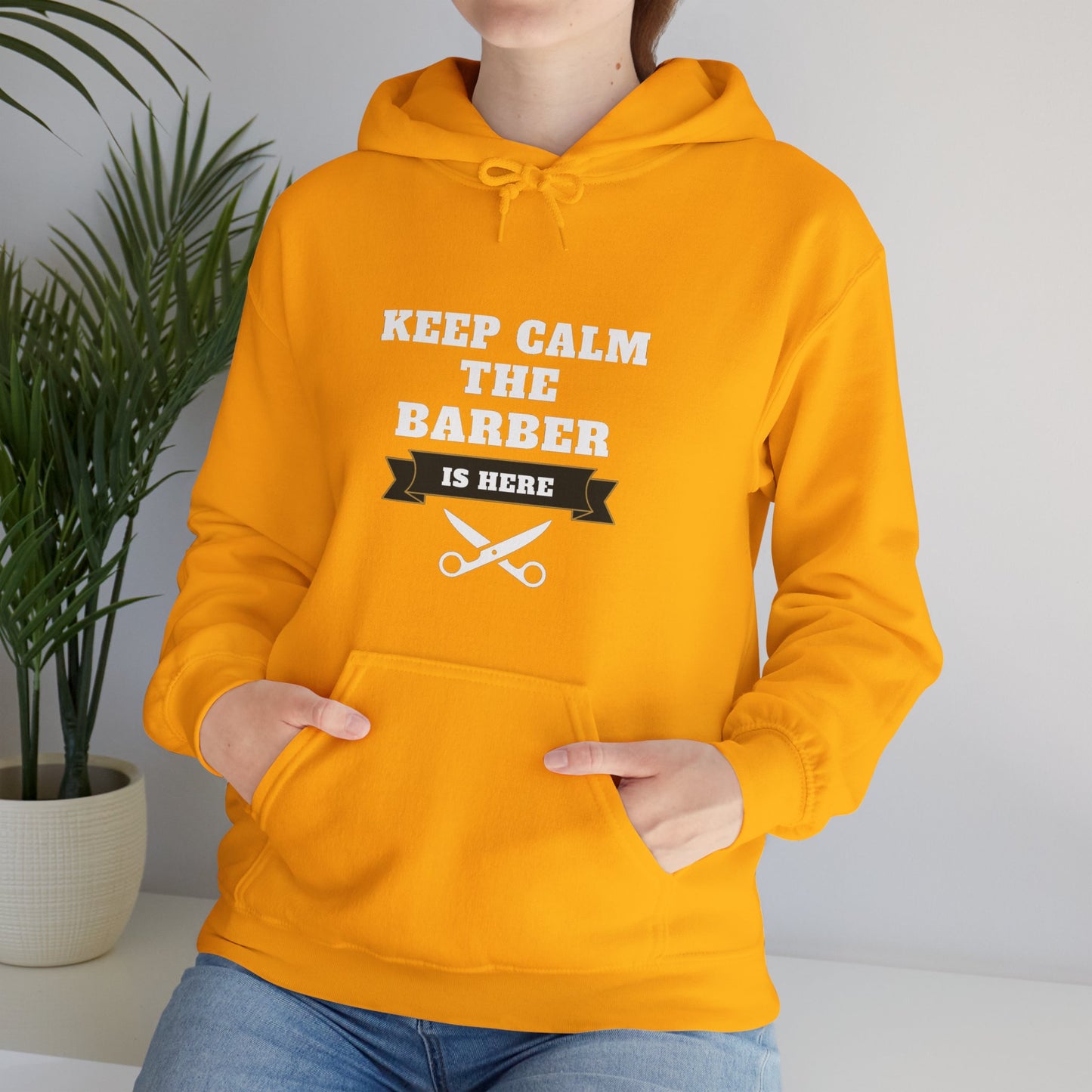 Barber/ Keep Calm The Barber Is Here Unisex Heavy Blend™ Hooded Sweatshirt