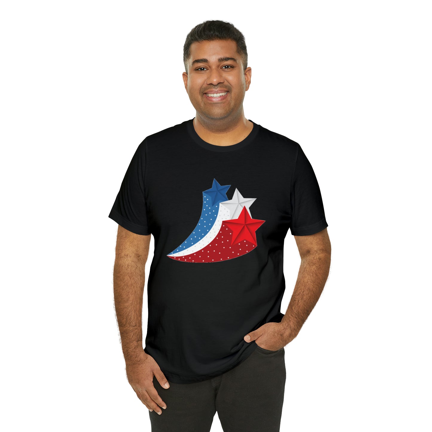 Red White Blue Stars Unisex Jersey Short Sleeve Tee