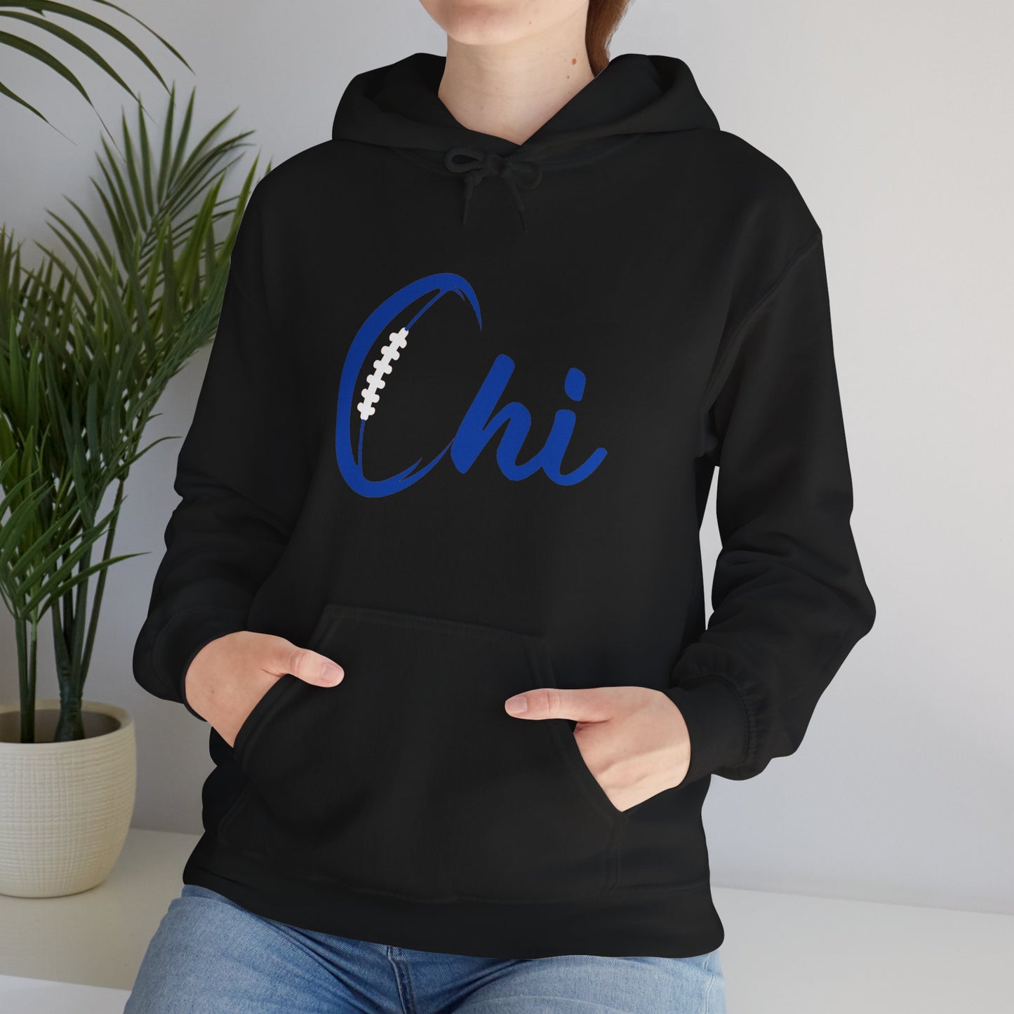 Chi Football/ Blue Unisex Heavy Blend™ Hooded Sweatshirt