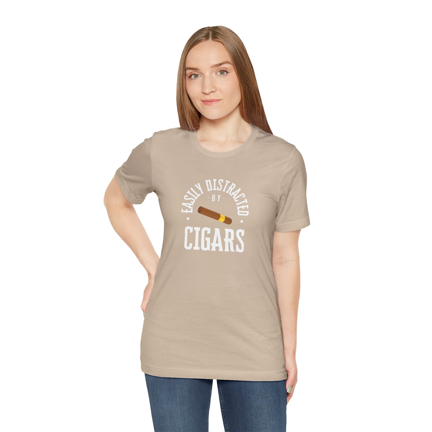 Cigar/ Easily Distracted By Cigars Unisex Jersey Short Sleeve Tee