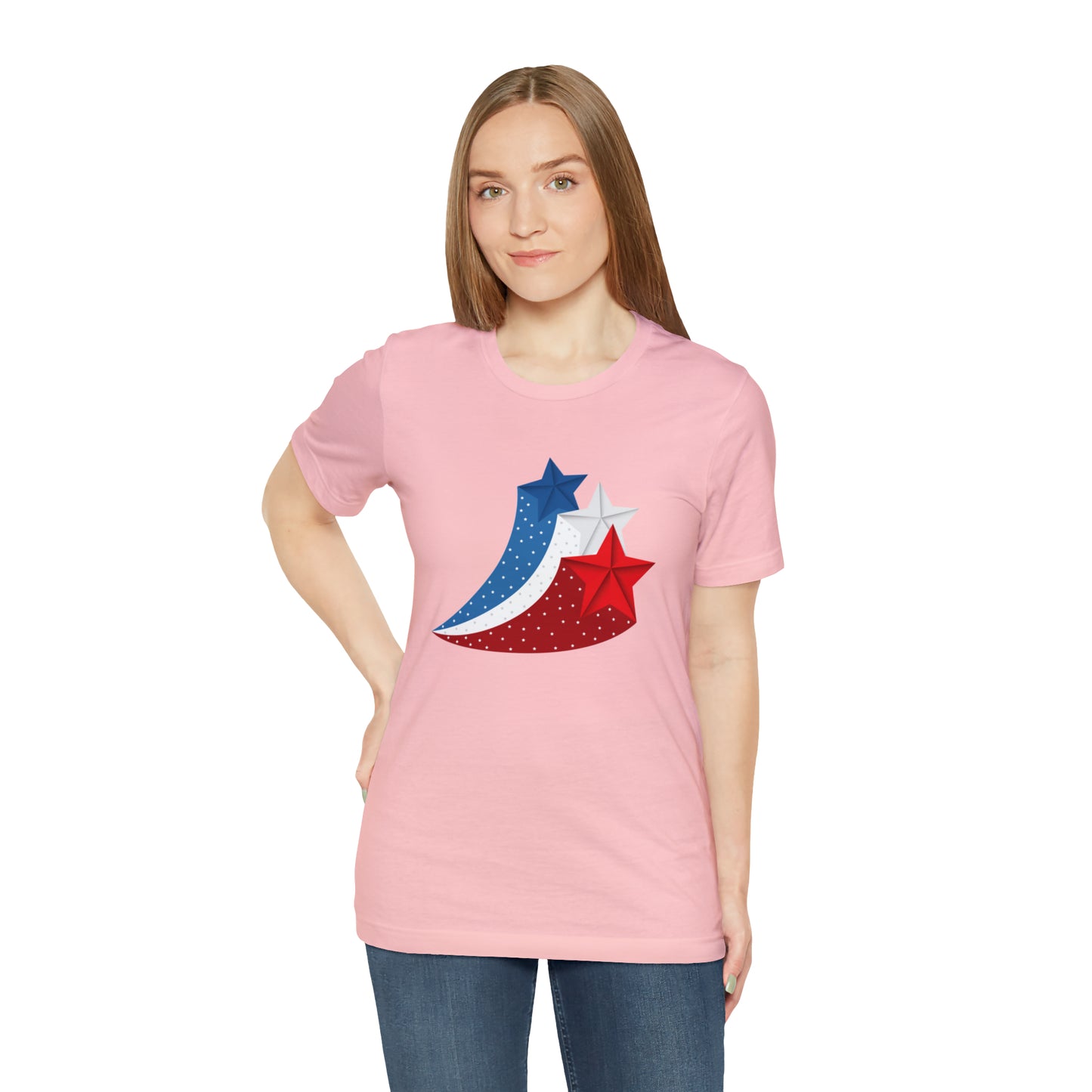 Red White Blue Stars Unisex Jersey Short Sleeve Tee