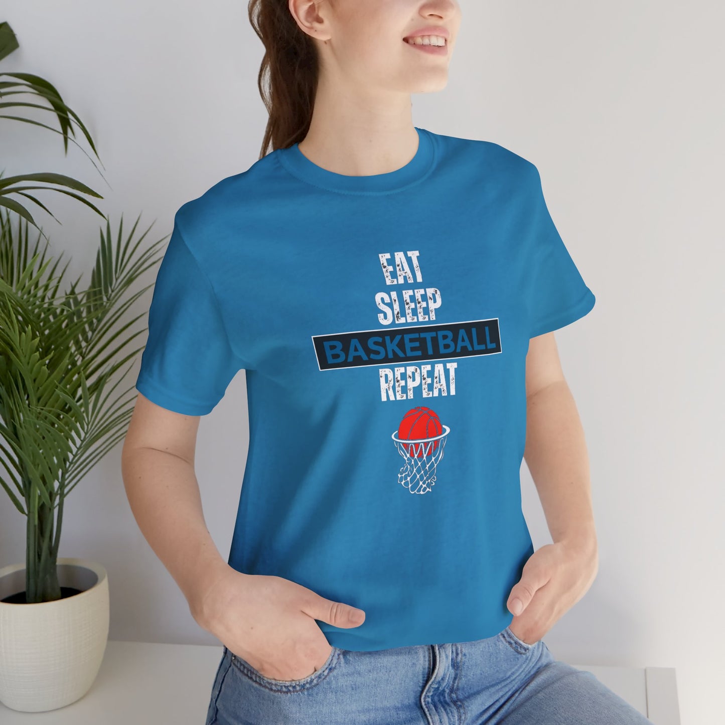 Eat, Sleep, Basketball, Repeat Unisex Jersey Short Sleeve Tee