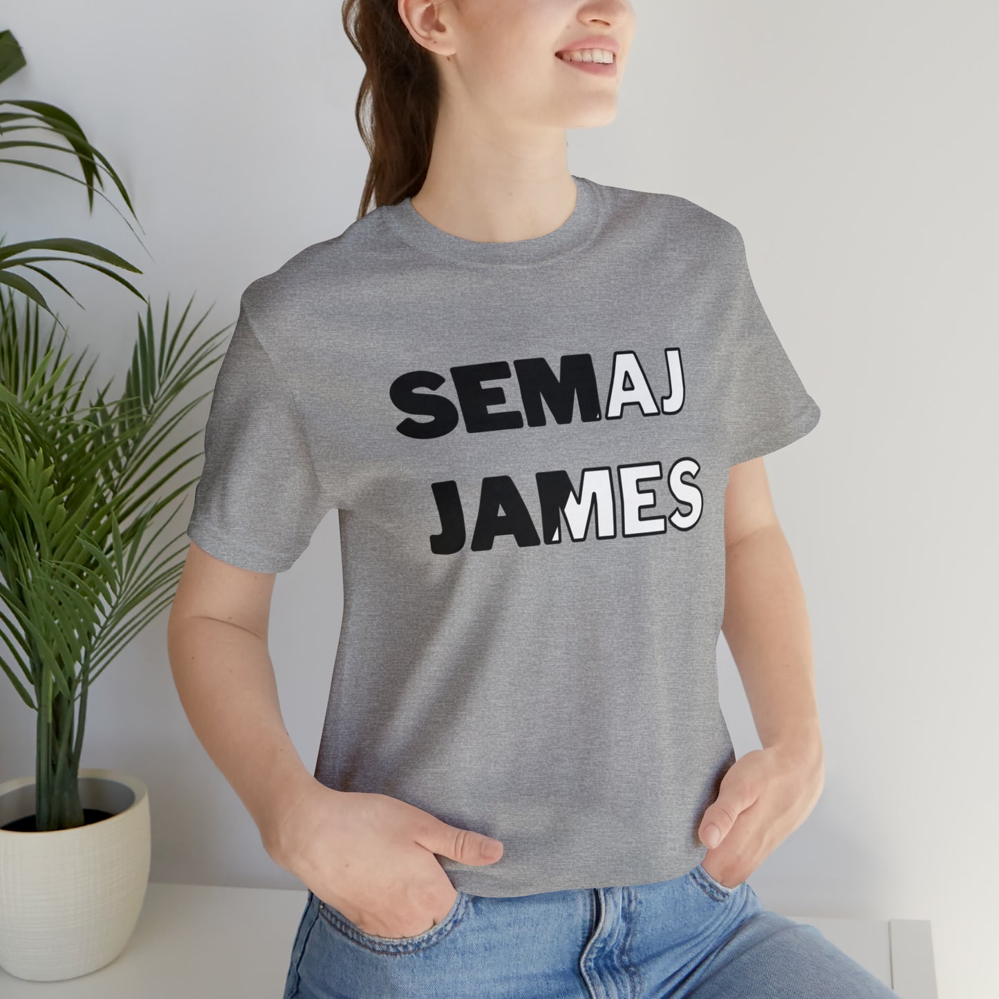 Semaj James Black & White Unisex Jersey Short Sleeve Tee