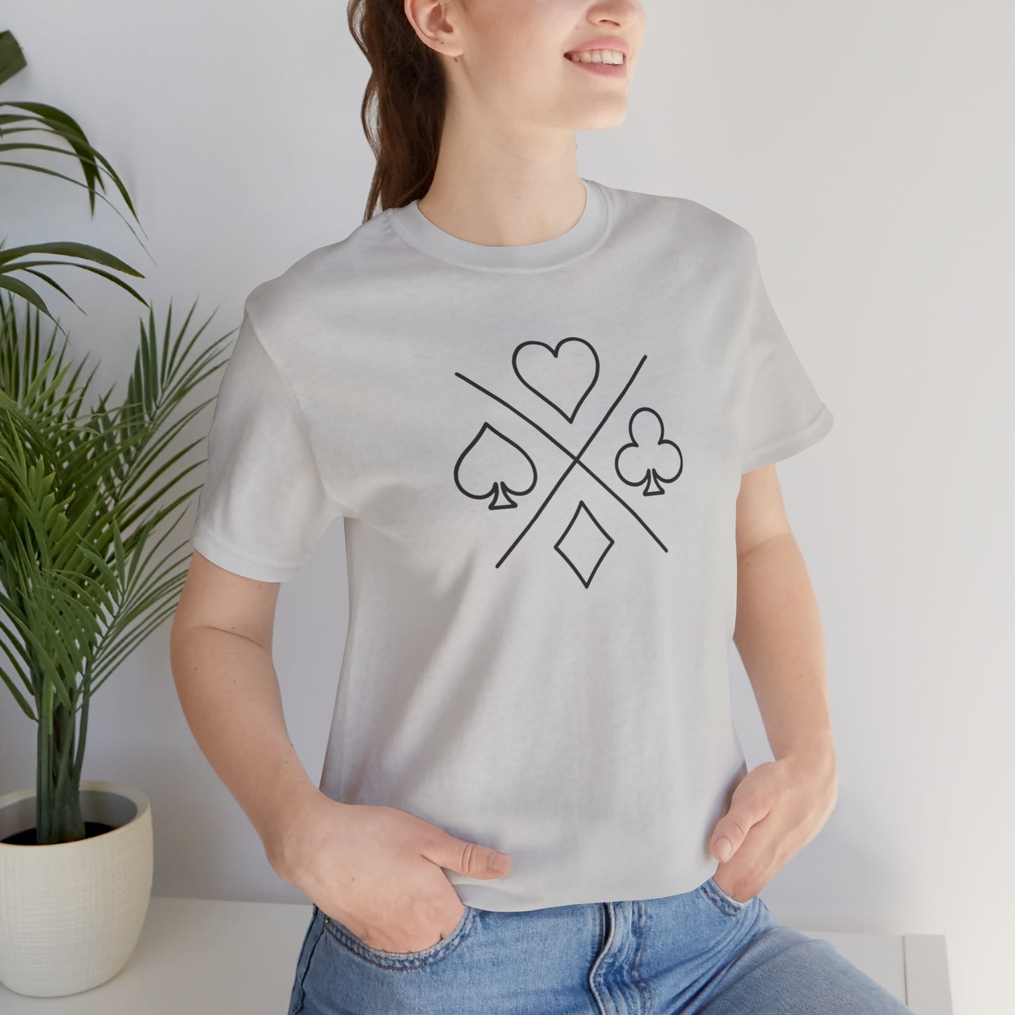 Poker/ Hearts, Spades, Clubs, Diamonds Unisex Jersey Short Sleeve Tee